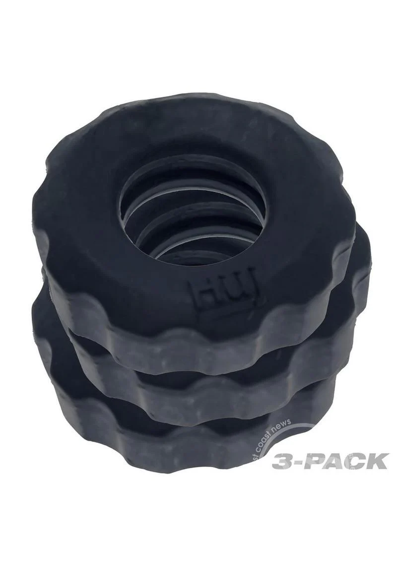 Hunkyjunk HUJ Cockrings (3 Pack) - Tar Ice - Image 5