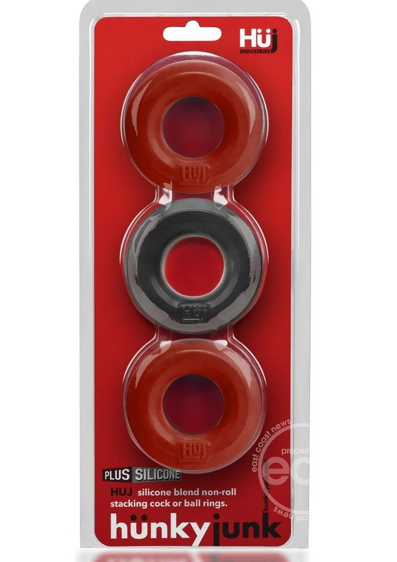 Hunkyjunk HUJ3 Silicone C-Rings (3 Pack) - Cherry/Tar - Image 2