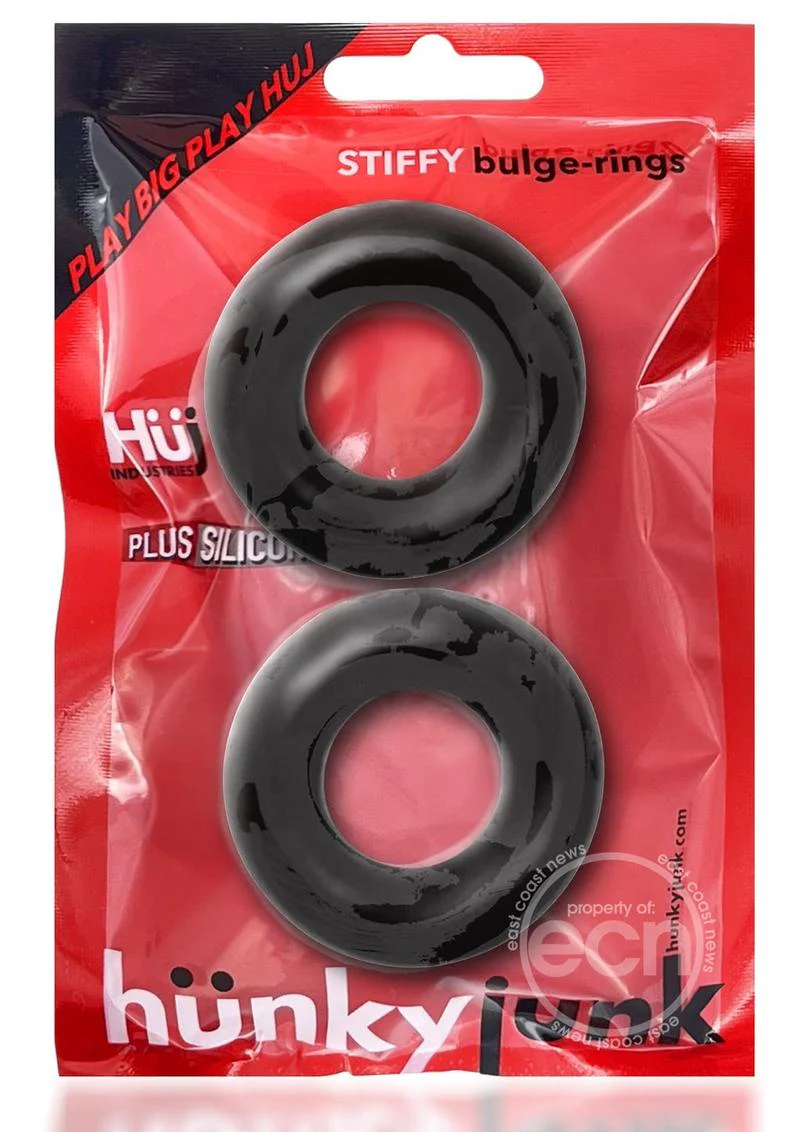 Hunkyjunk Stiffy Bulge Silicone Cock Rings (2 pack) - Tar Ice - Image 2