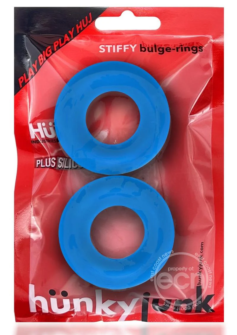 Hunkyjunk Stiffy Bulge Silicone Cock Rings (2 pack) - Teal Ice - Image 2