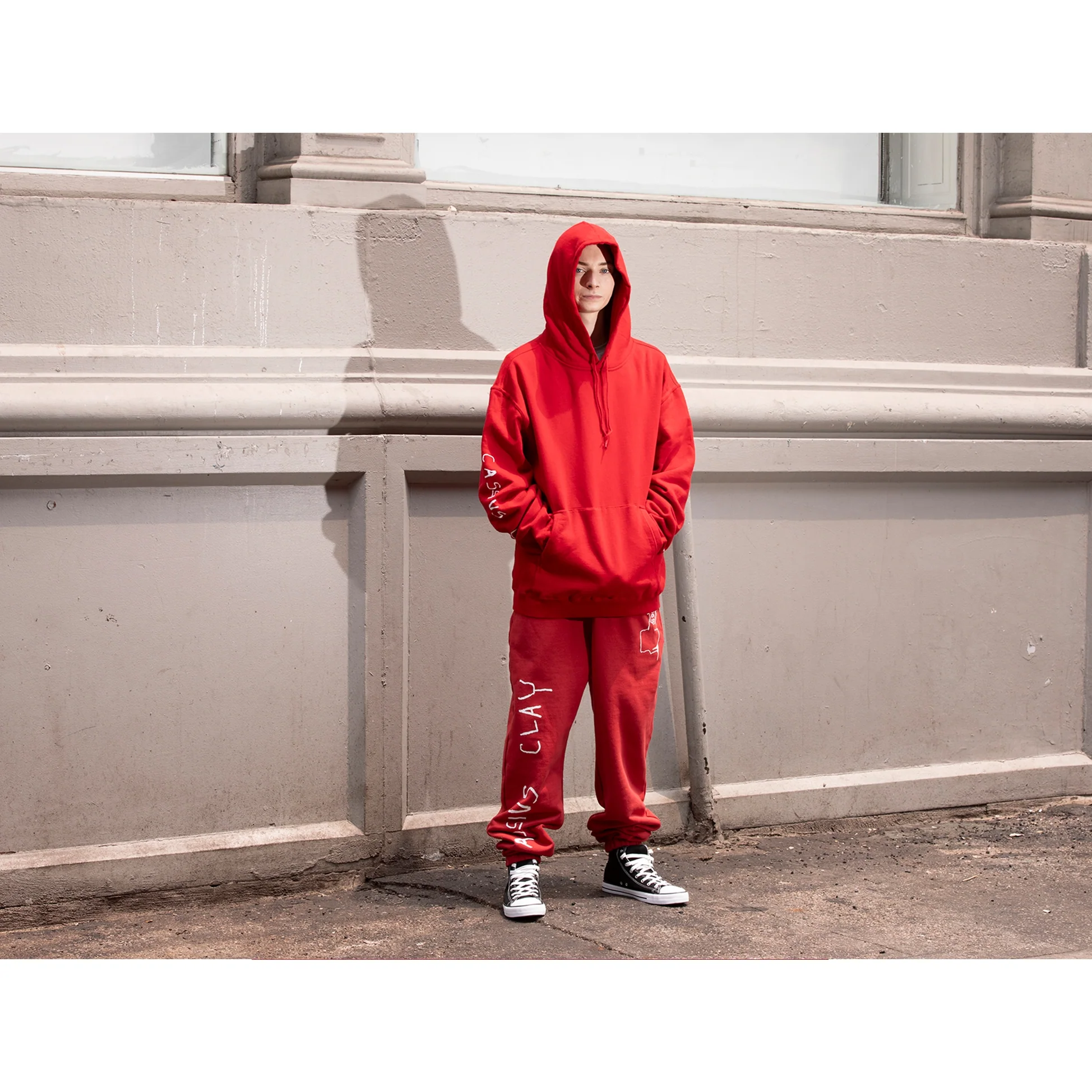 Jean-Michel Basquiat Cassius Clay Sweatpants in Pompeian Red - Image 4
