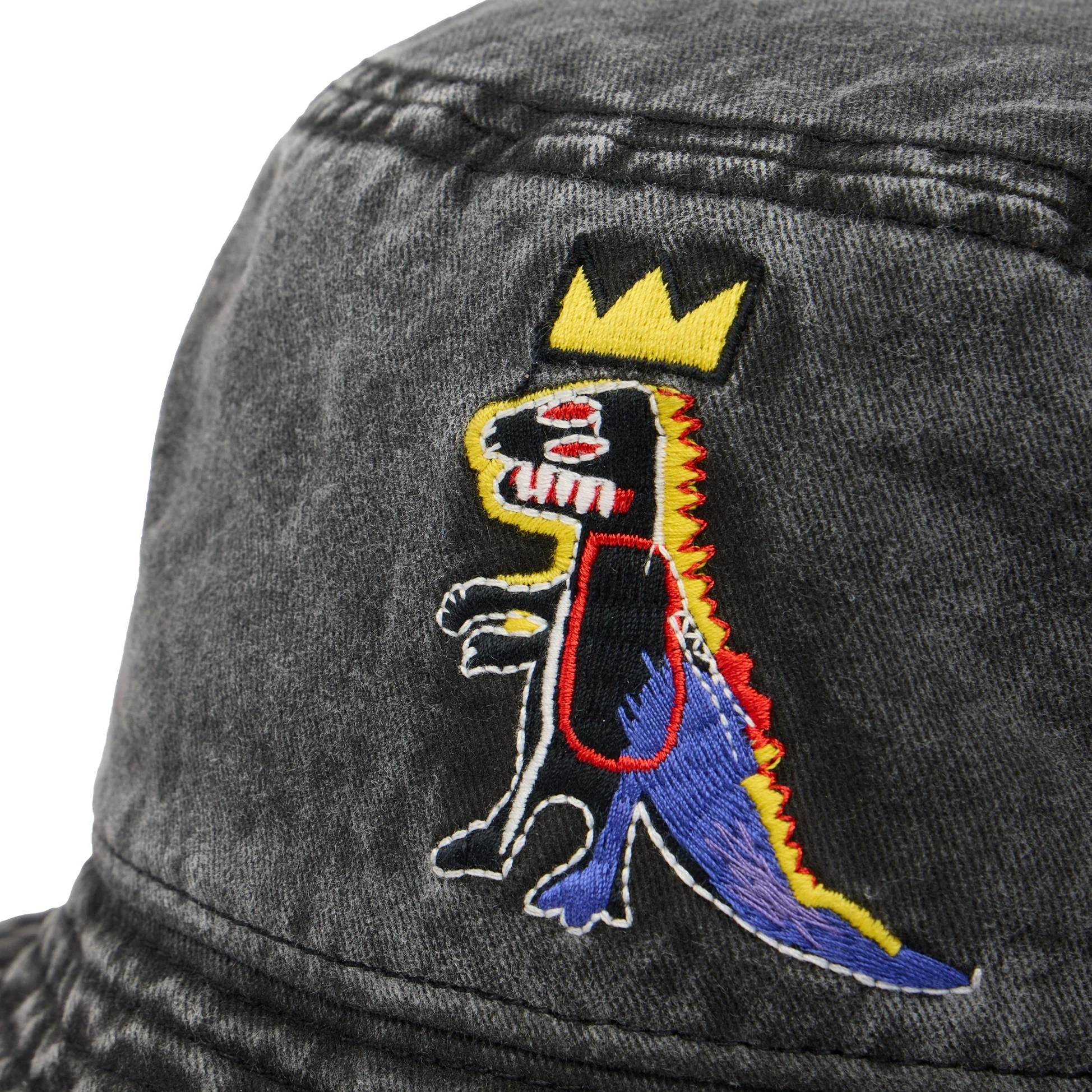 Jean-Michel Basquiat Pez Dispenser Embroidered Denim Bucket Hat - Image 2