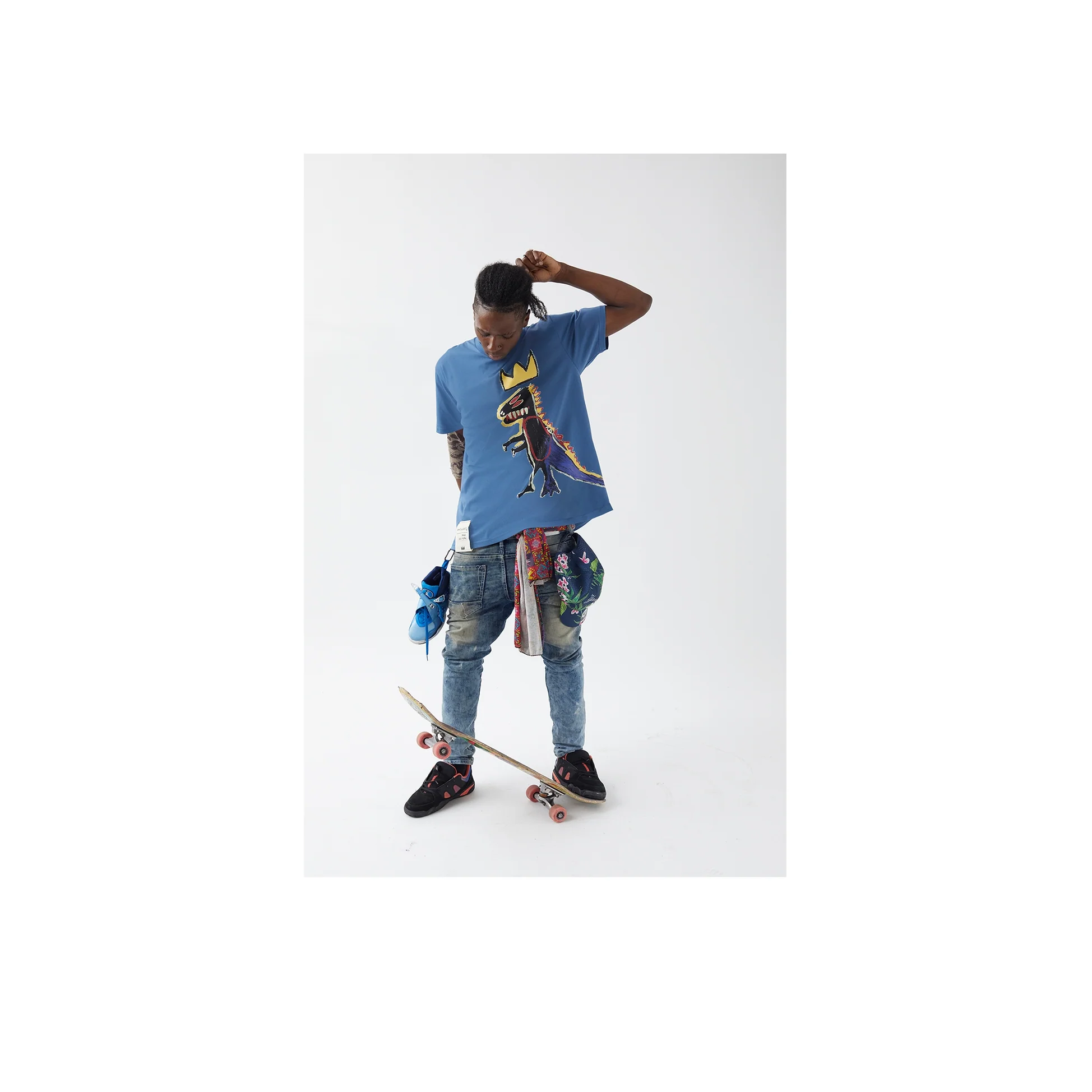 Jean-Michel Basquiat Pez Dispenser T-Shirt - Slate Blue - Image 5