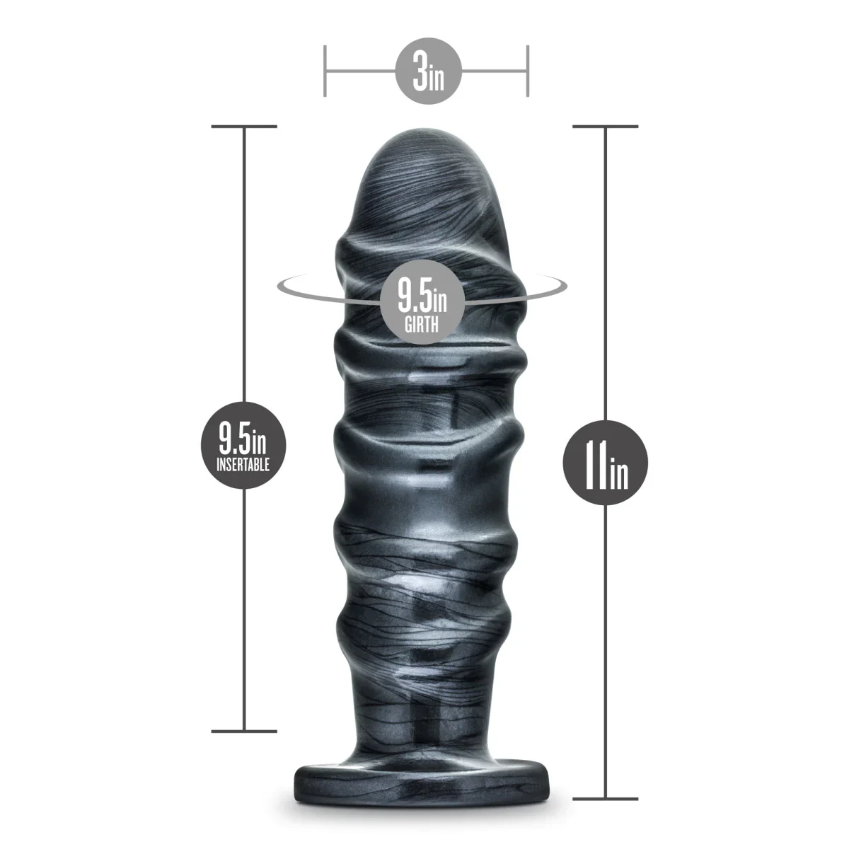 Jet Annihilator Carbon Metallic Black 11-Inch Anal Plug With Suction Cup Base - Image 2