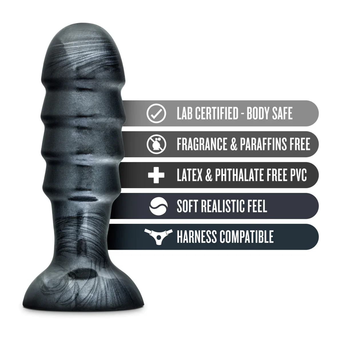 Jet Bruiser Carbon Metallic Black 7.5-Inch Anal Plug With Suction Cup Base - Image 2