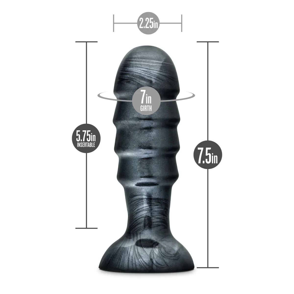 Jet Bruiser Carbon Metallic Black 7.5-Inch Anal Plug With Suction Cup Base - Image 3