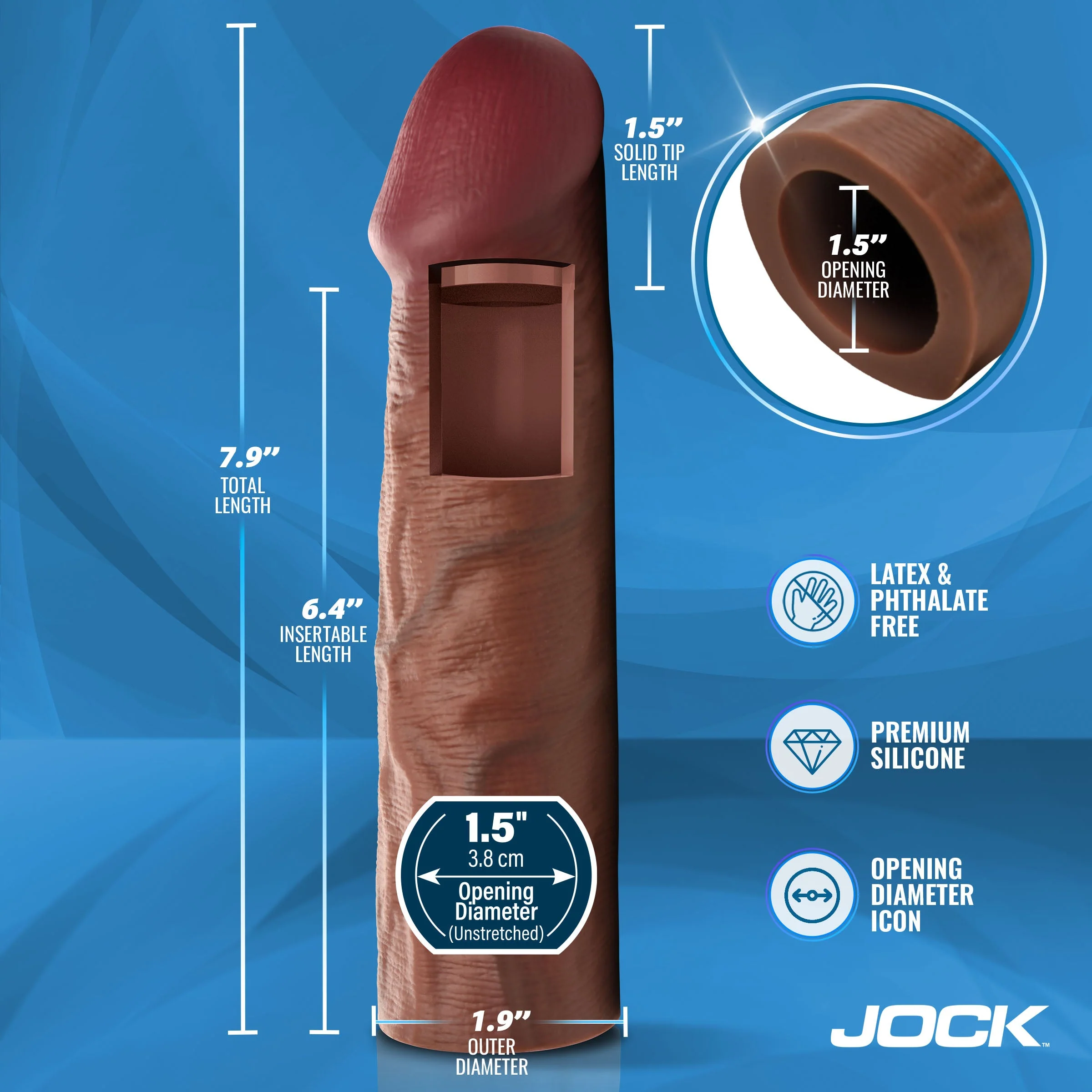 JOCK Enhancers 1.5" Silicone Penis Extension Sleeve - Dark - Image 4