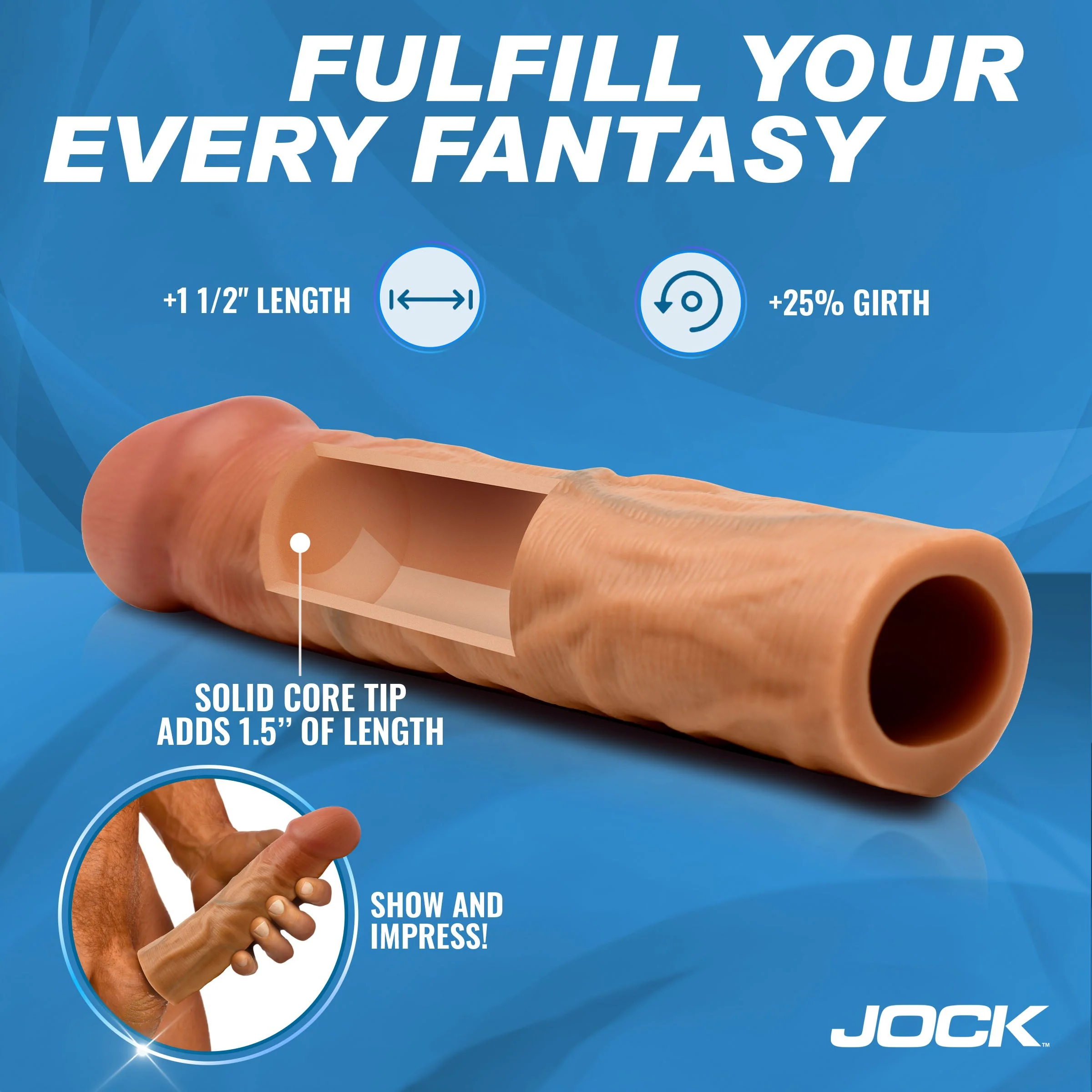 JOCK Enhancers 1.5" Silicone Penis Extension Sleeve - Medium - Image 3