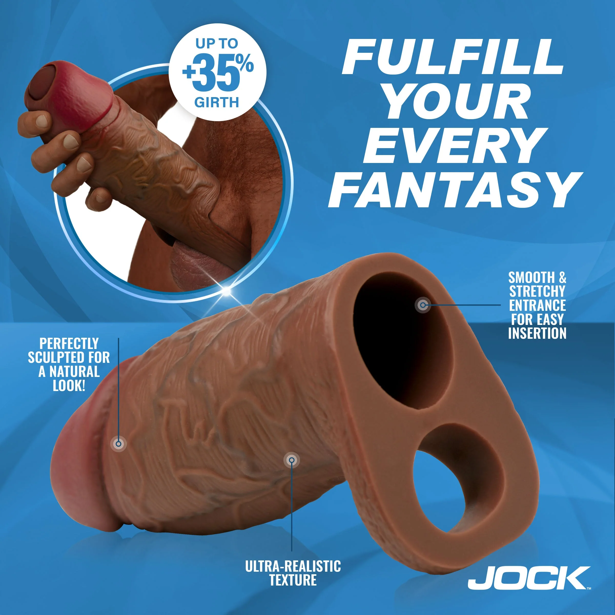 JOCK Enhancers Silicone Penis Extension Sleeve - Dark - Image 3