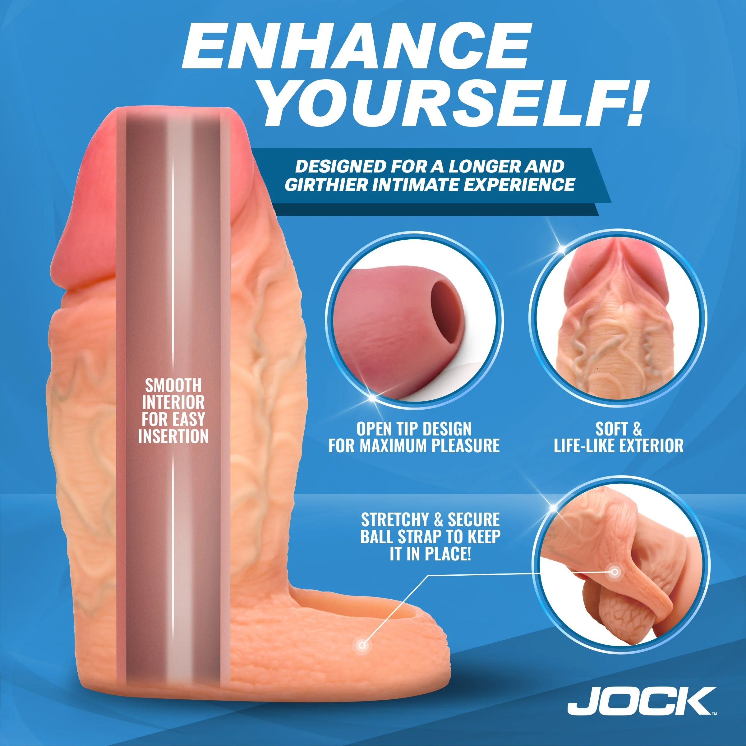JOCK Enhancers Silicone Penis Extension Sleeve - Light - Image 2