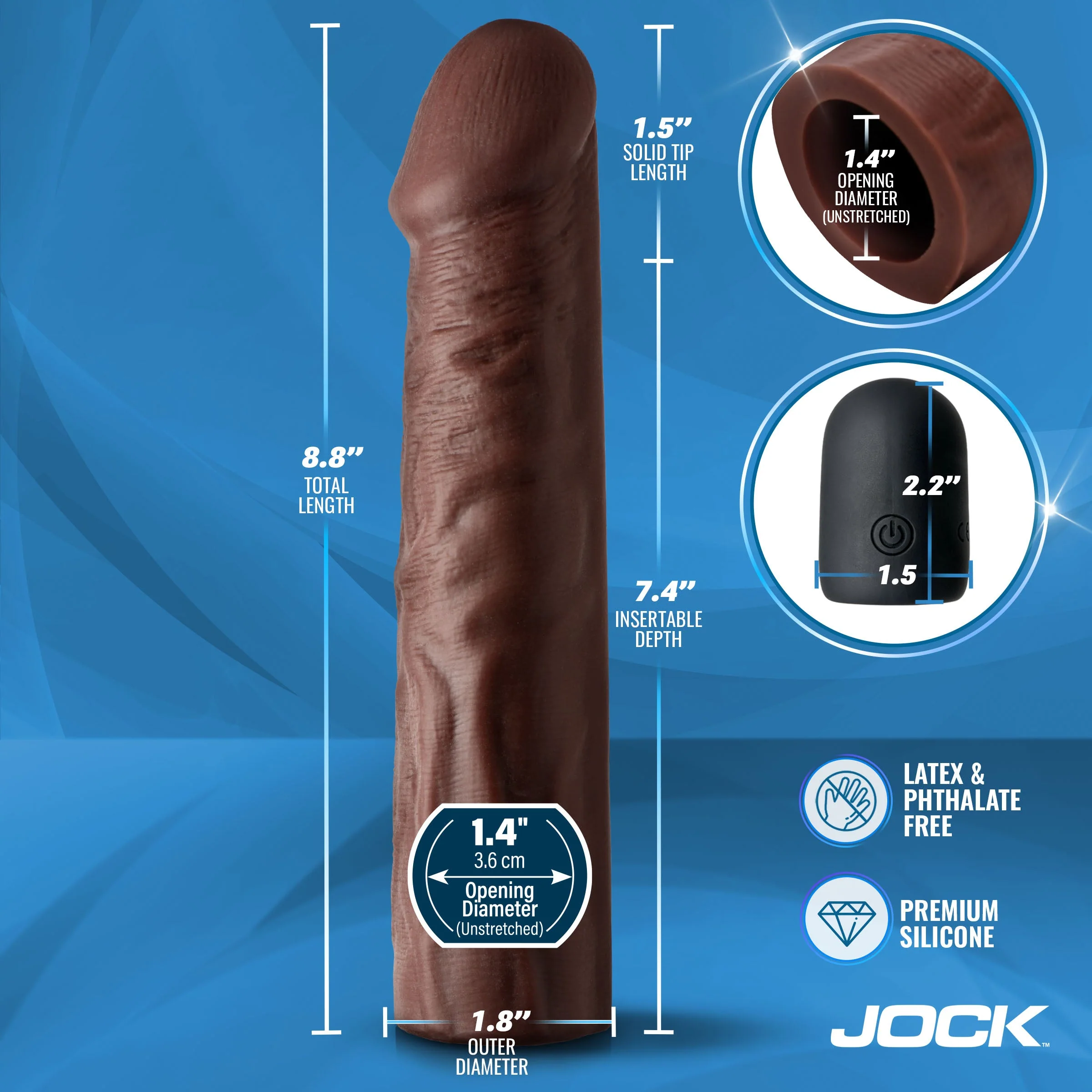 JOCK Enhancers Vibrating Penis Extension w/ Remote - Dark - Image 4