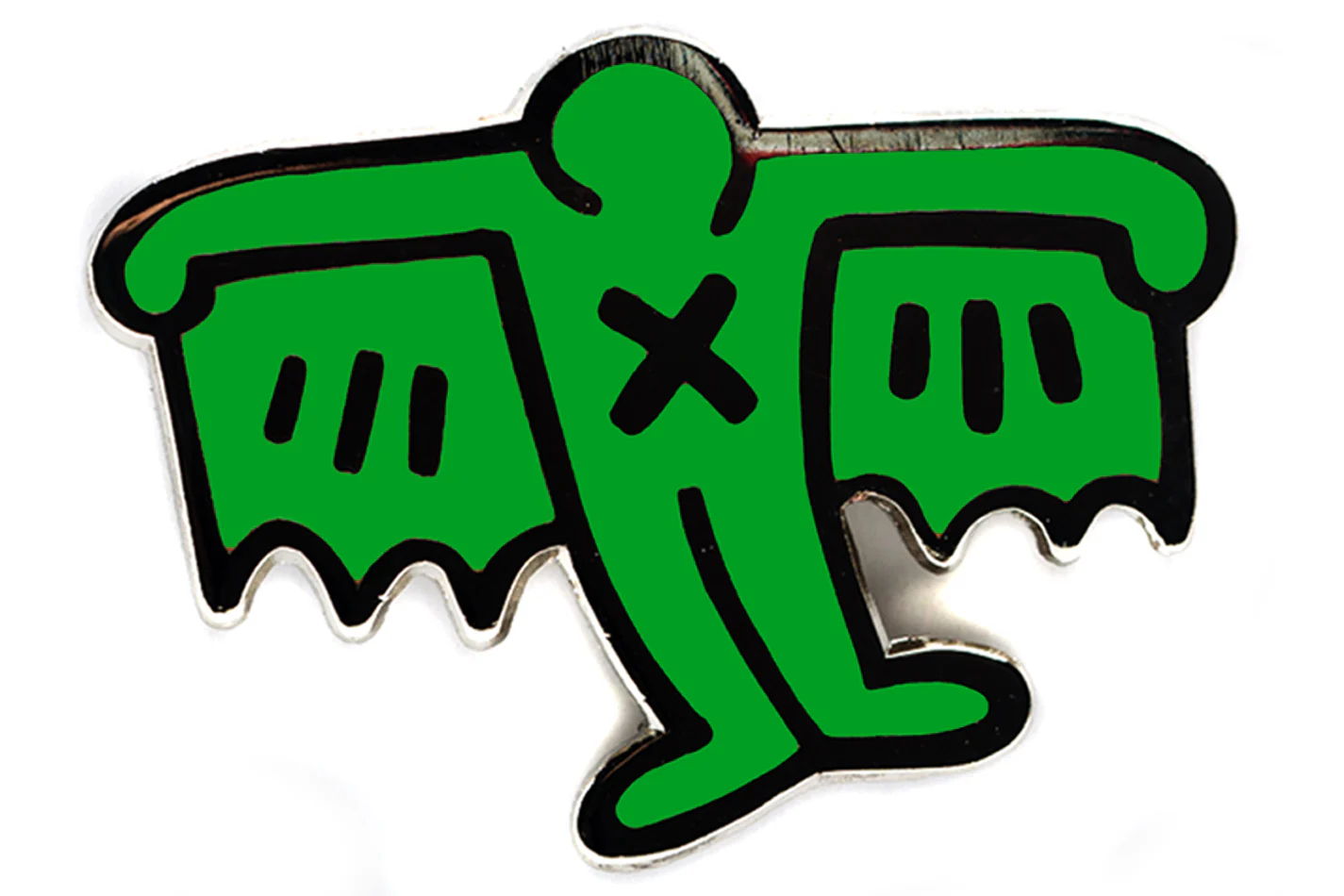 KEITH HARING BAT DEMON PIN - GREEN - Image 2