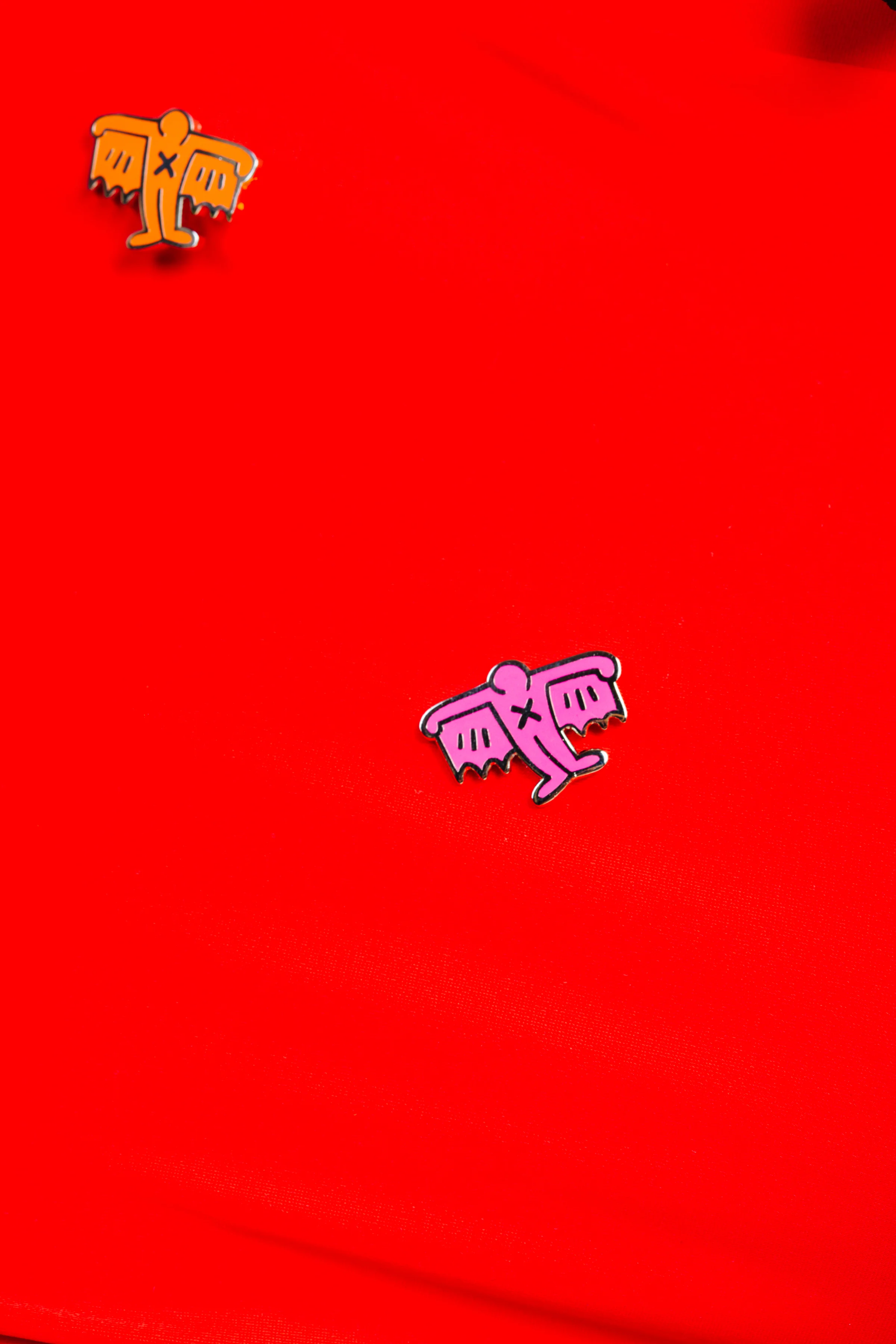 KEITH HARING BAT DEMON PIN - ORANGE - Image 5