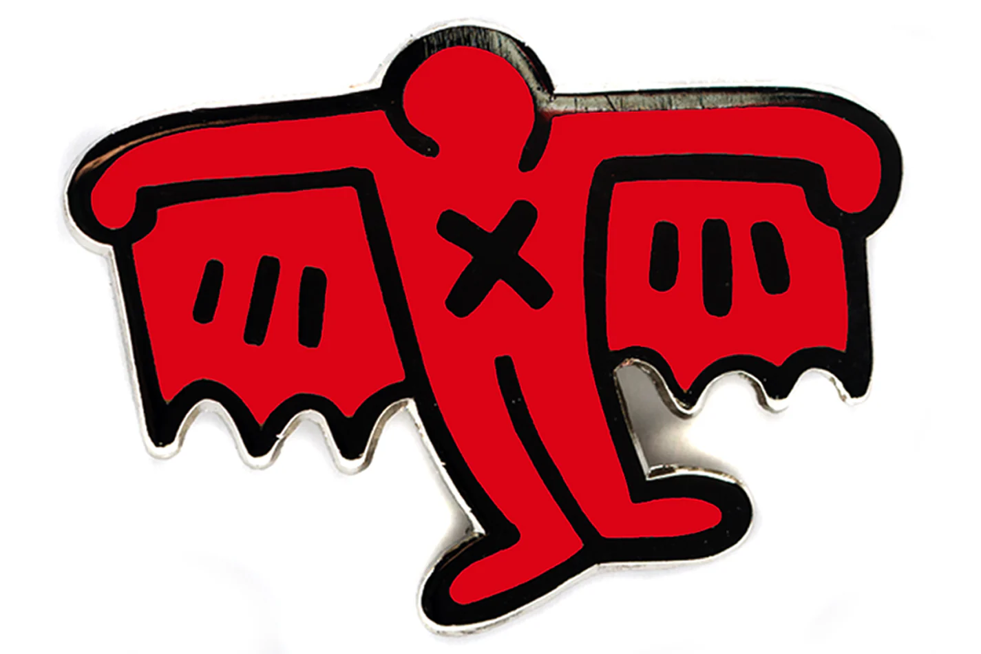 KEITH HARING BAT DEMON PIN - RED - Image 2