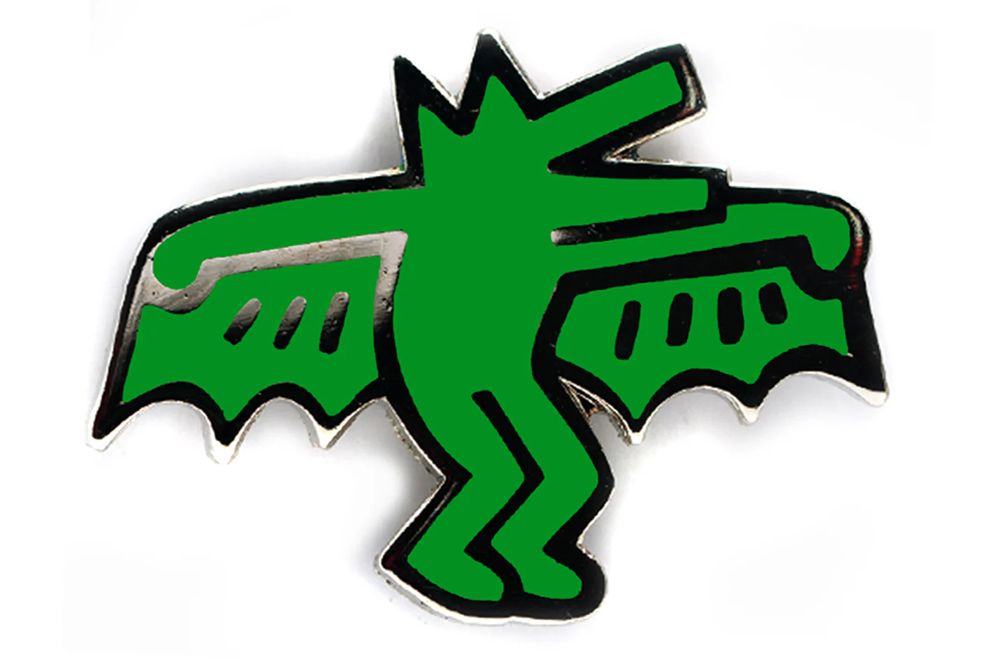 KEITH HARING BAT DOG PIN - GREEN - Image 2