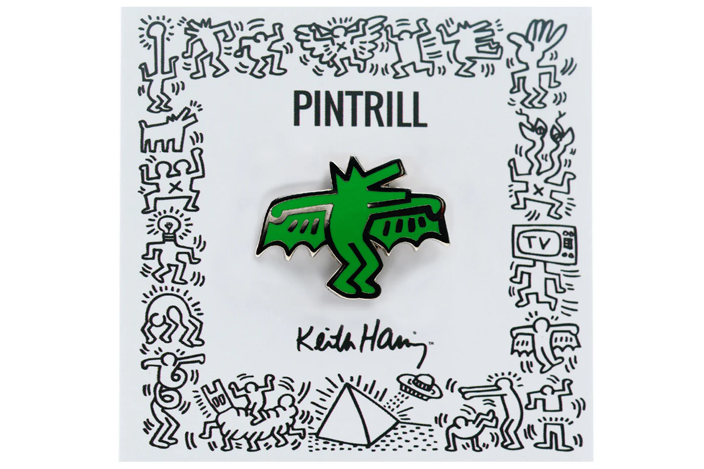 KEITH HARING BAT DOG PIN - GREEN - Image 3