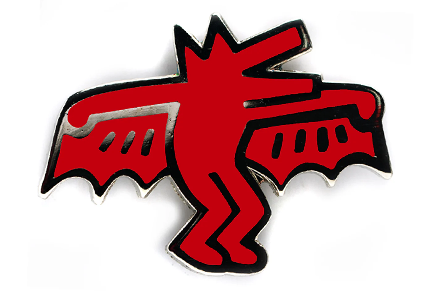 KEITH HARING BAT DOG PIN - RED - Image 2
