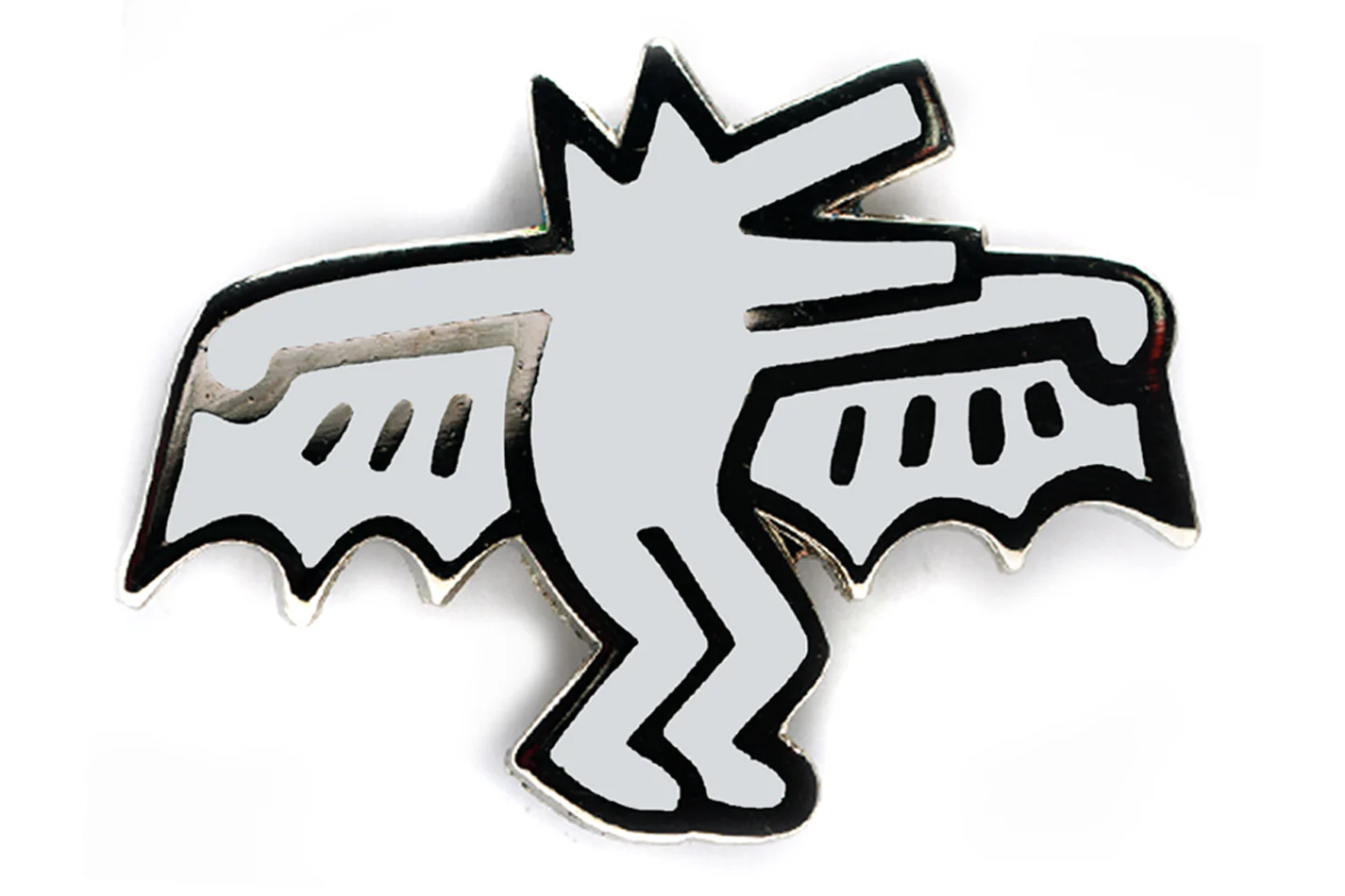 KEITH HARING BAT DOG PIN - WHITE - Image 2