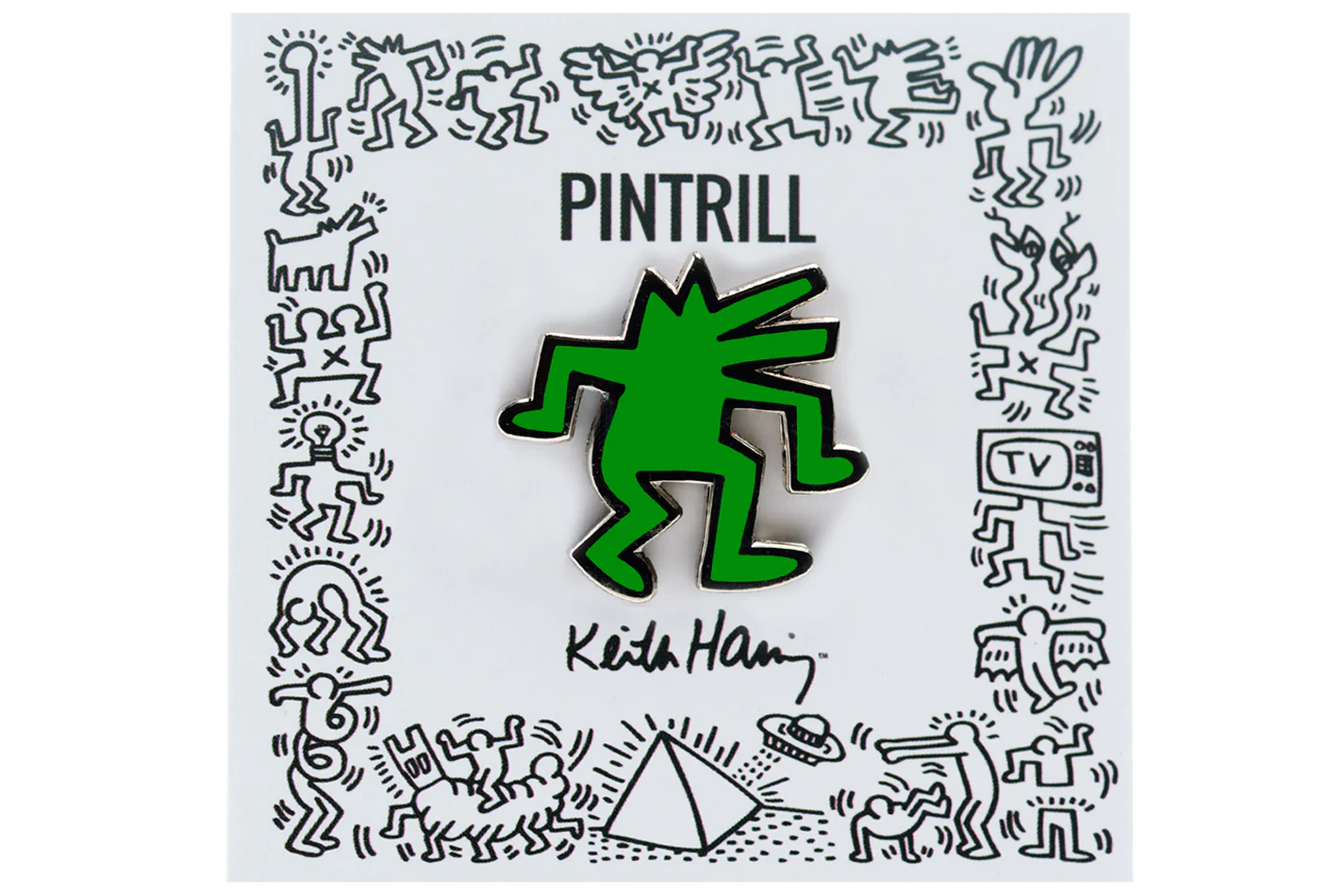 KEITH HARING DANCING DOG PIN - GREEN - Image 2