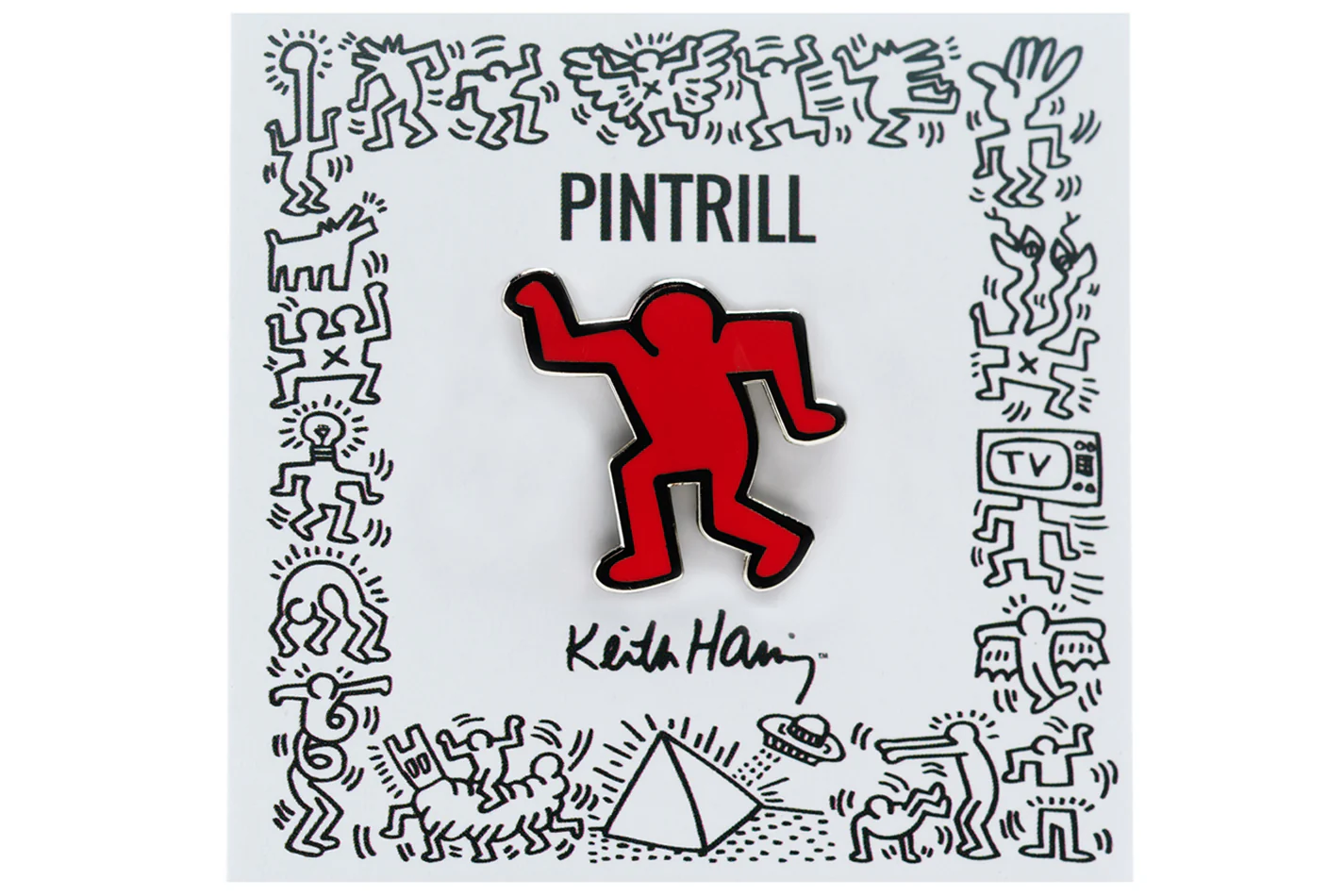 KEITH HARING DANCING MAN PIN - RED - Image 3