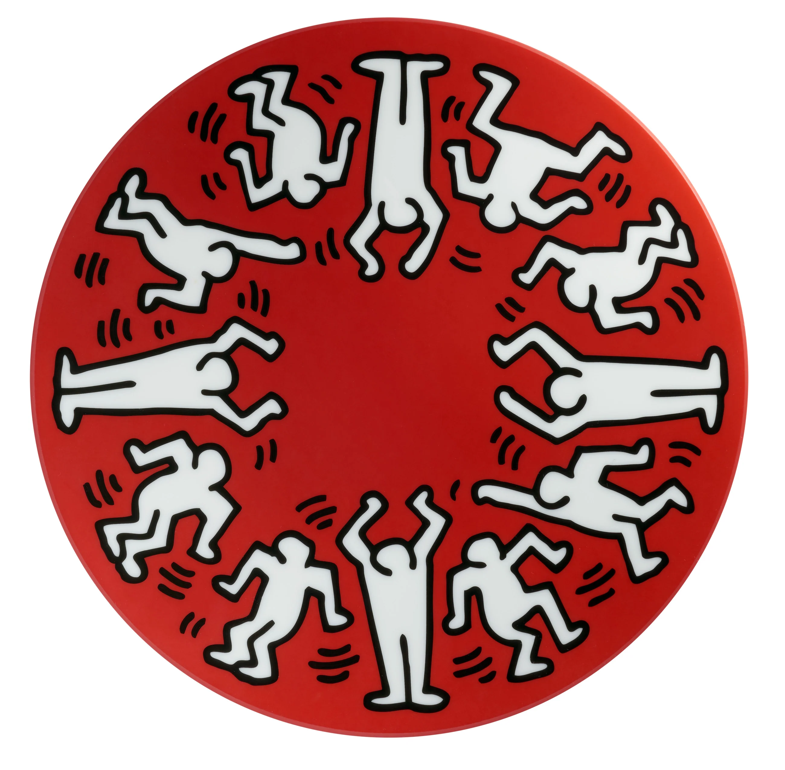 Keith Haring PORCELAIN and platinum PLATE "White on Red" - Image 5