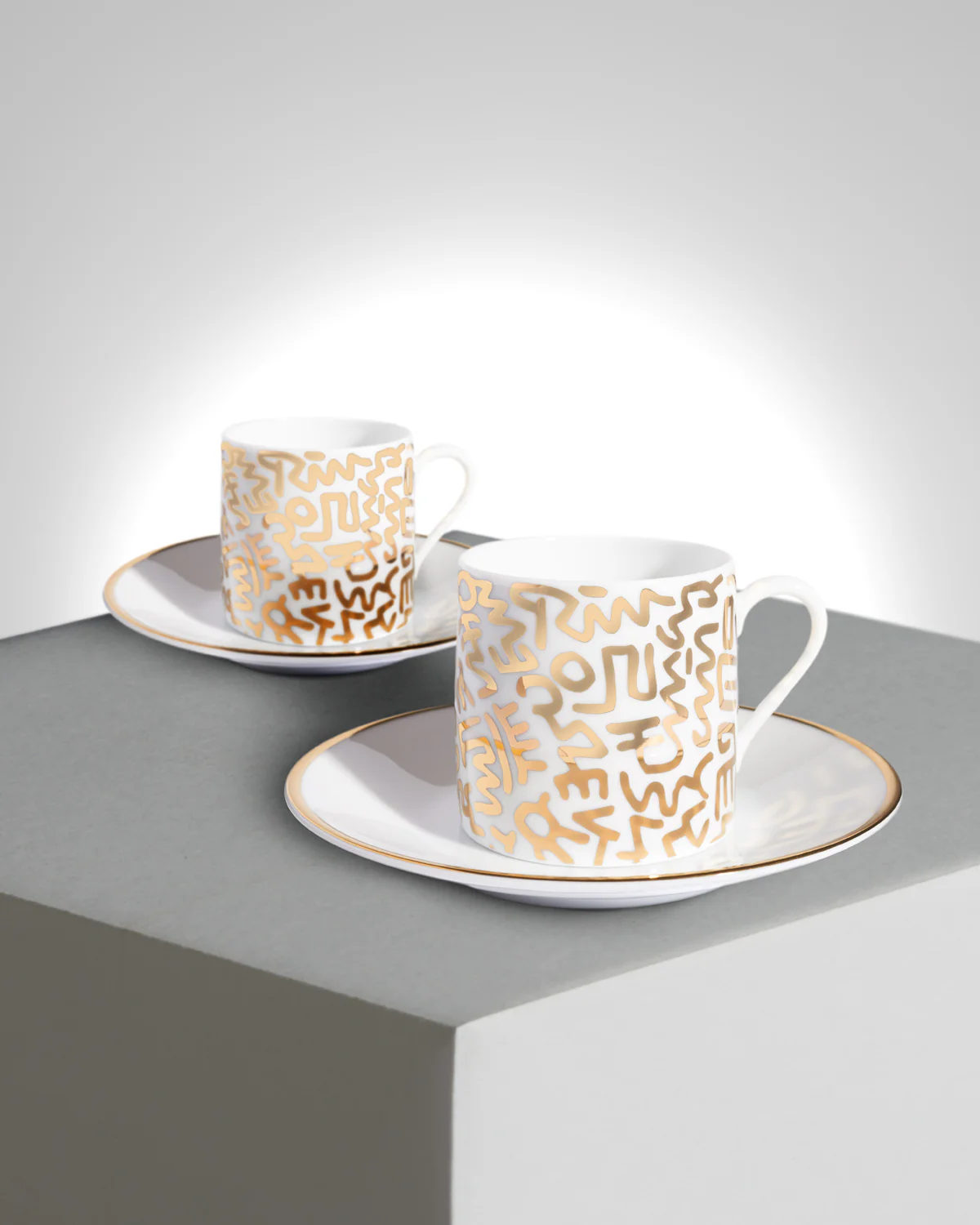 Keith Haring Porcelain Espresso Set Gold Pattern - Image 2