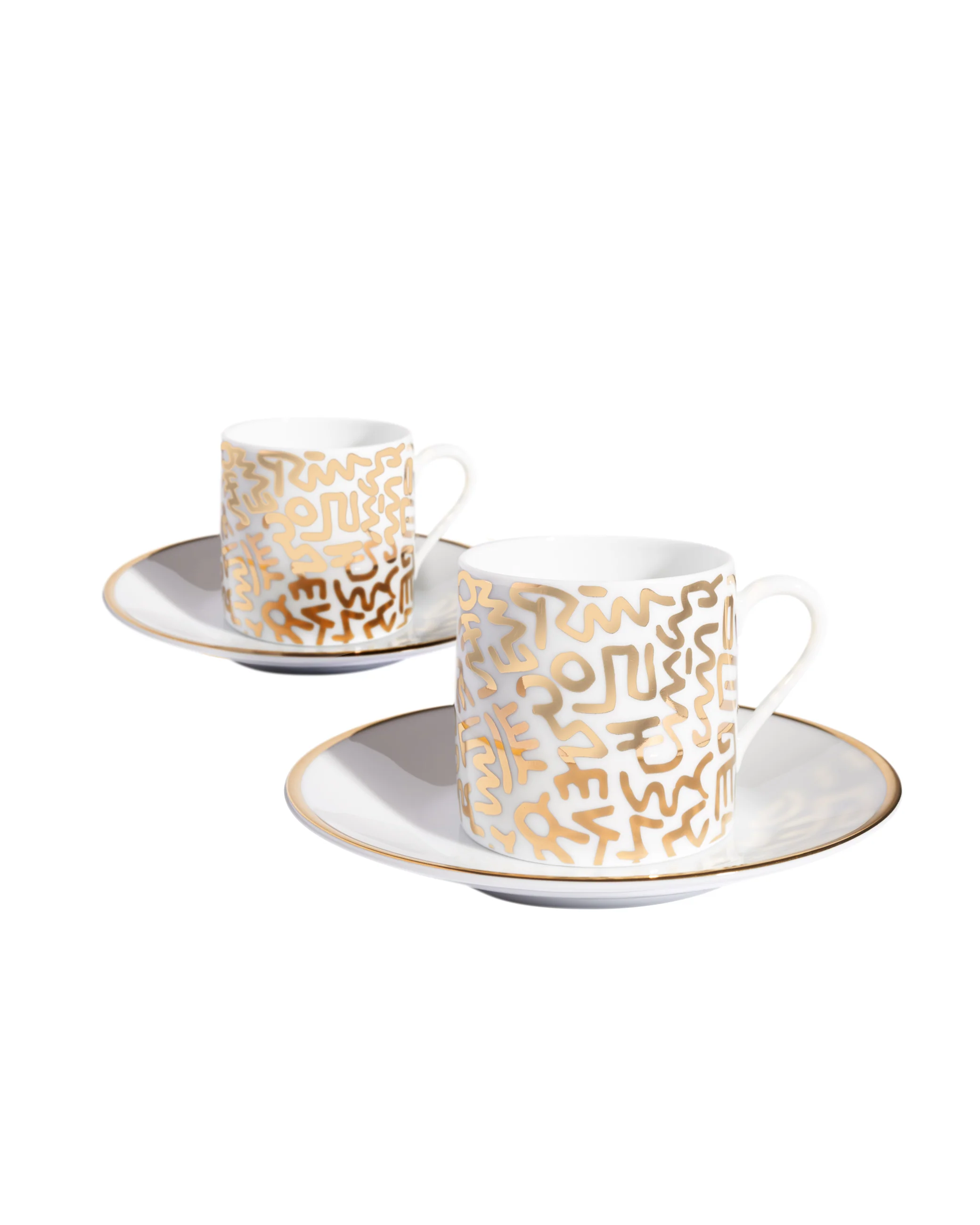Keith Haring Porcelain Espresso Set Gold Pattern - Image 3