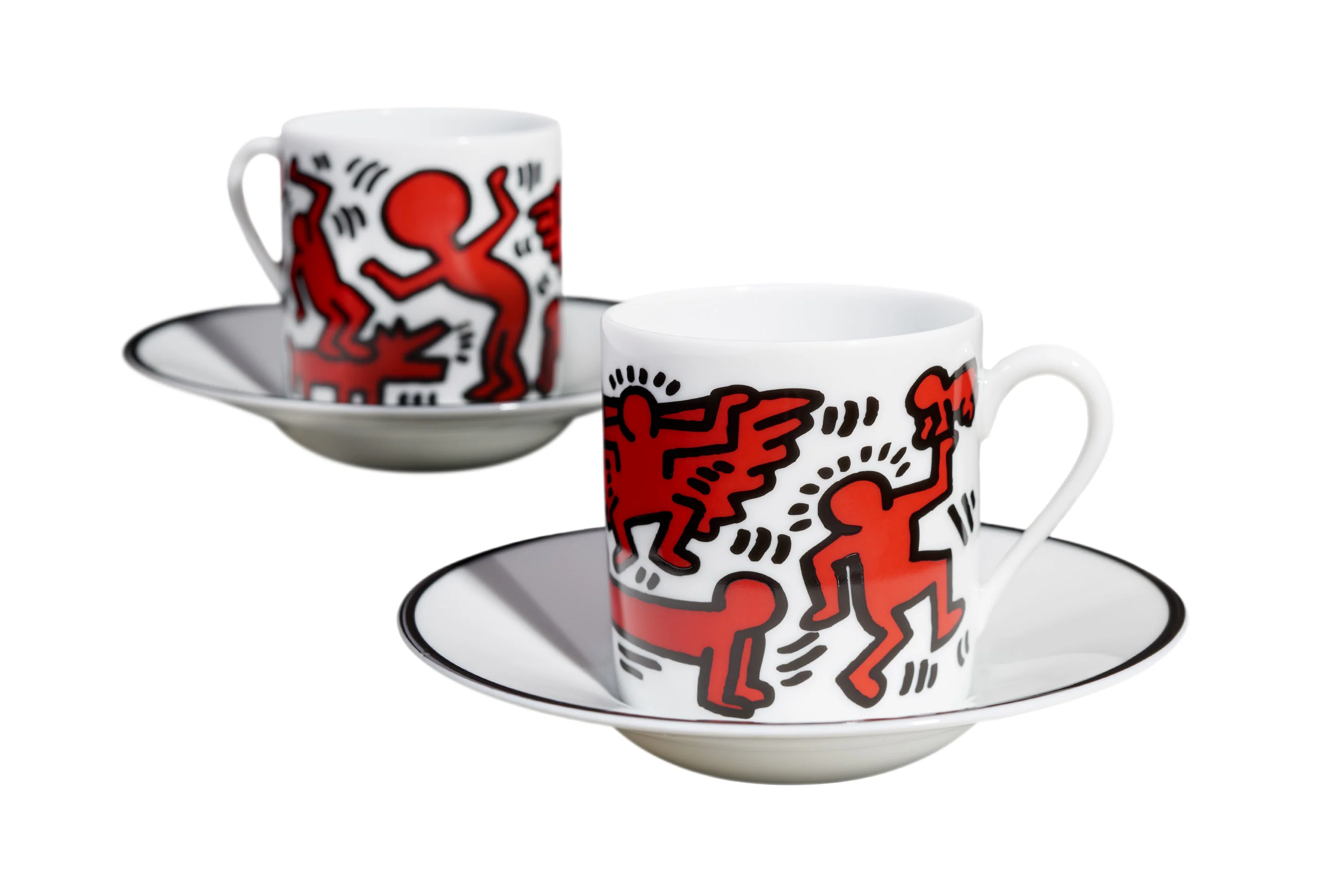 Keith Haring Porcelain Espresso Set - Red on White - Image 3