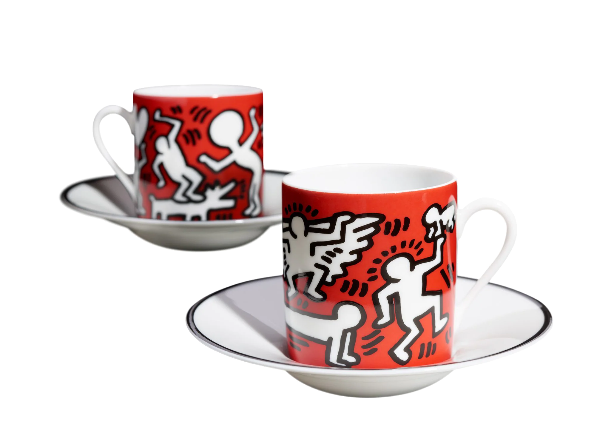 Keith Haring Porcelain Espresso Set - White on Red - Image 2
