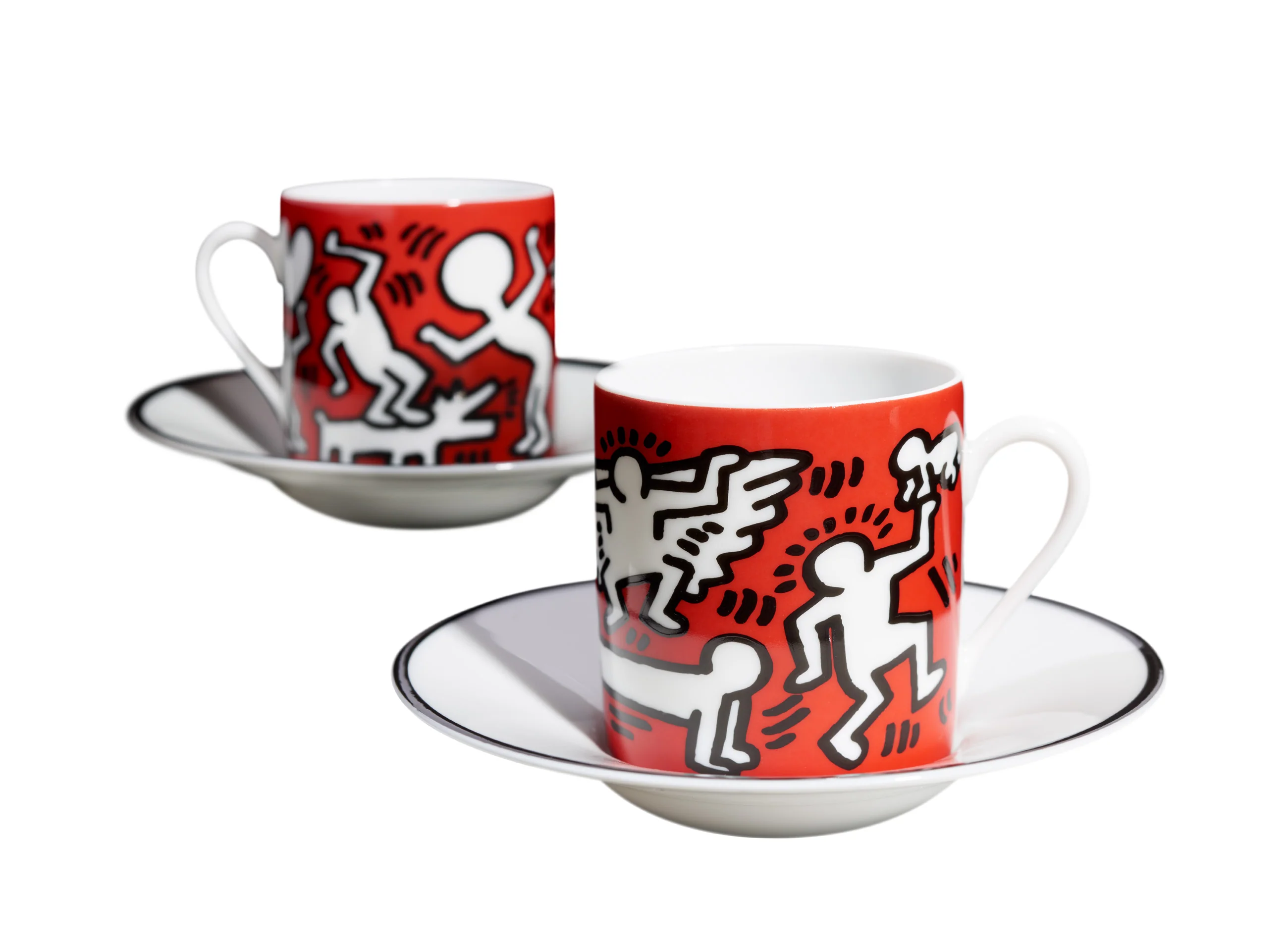 Keith Haring Porcelain Espresso Set - White on Red - Image 3