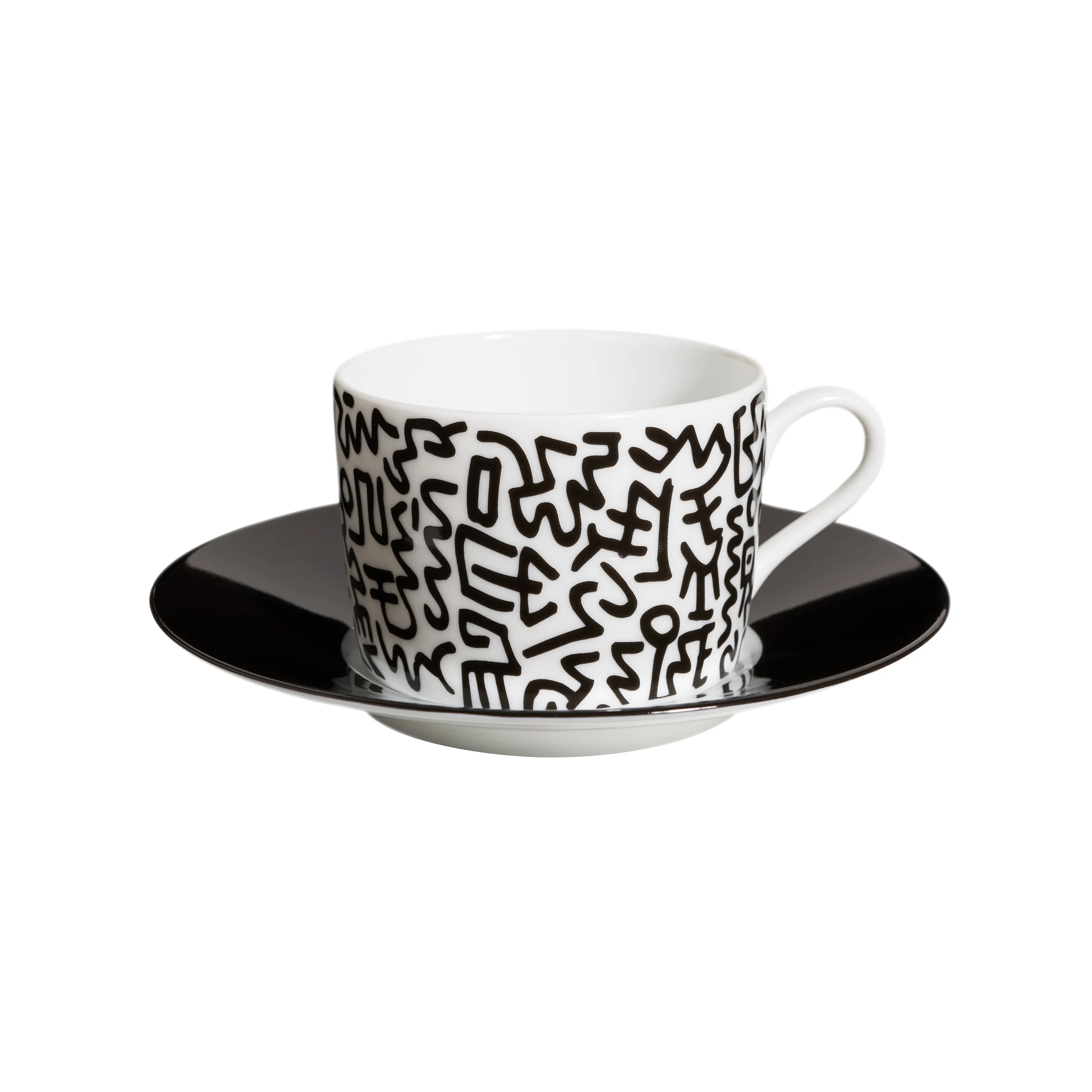Keith Haring Porcelain tea cup & plate "BLACK PATTERN" - Image 3