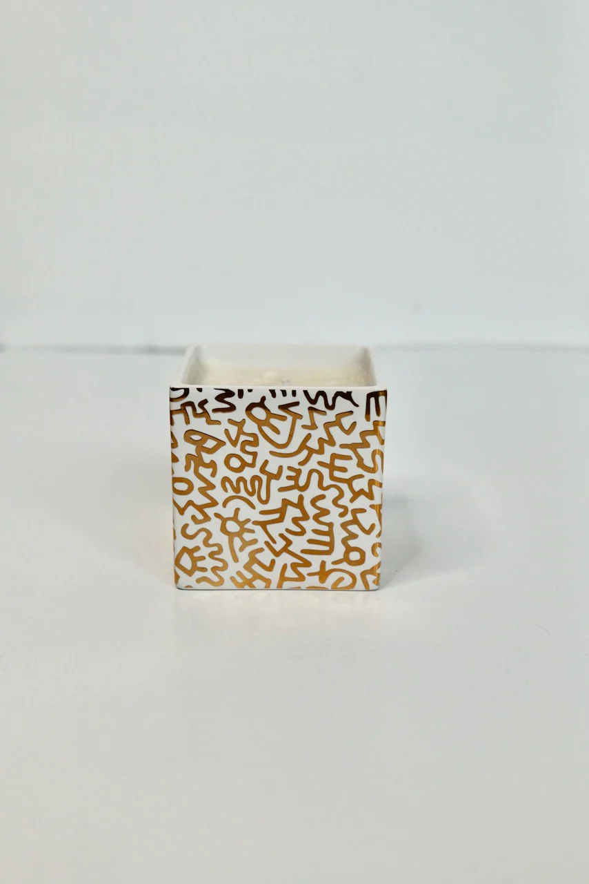 Keith Haring Square Gold Pattern Candle - Image 5