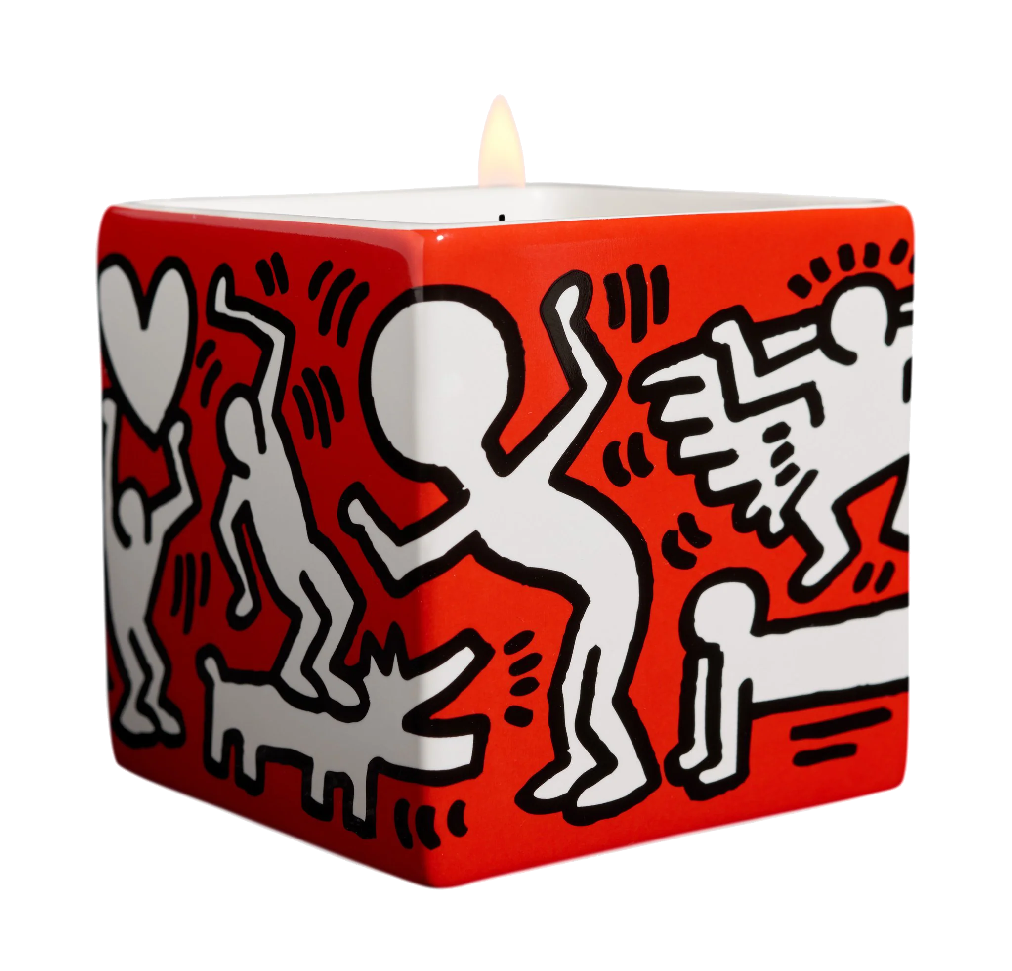KEITH HARING "WHITE ON RED" SQUARE PERFUMED CANDLE - Image 3