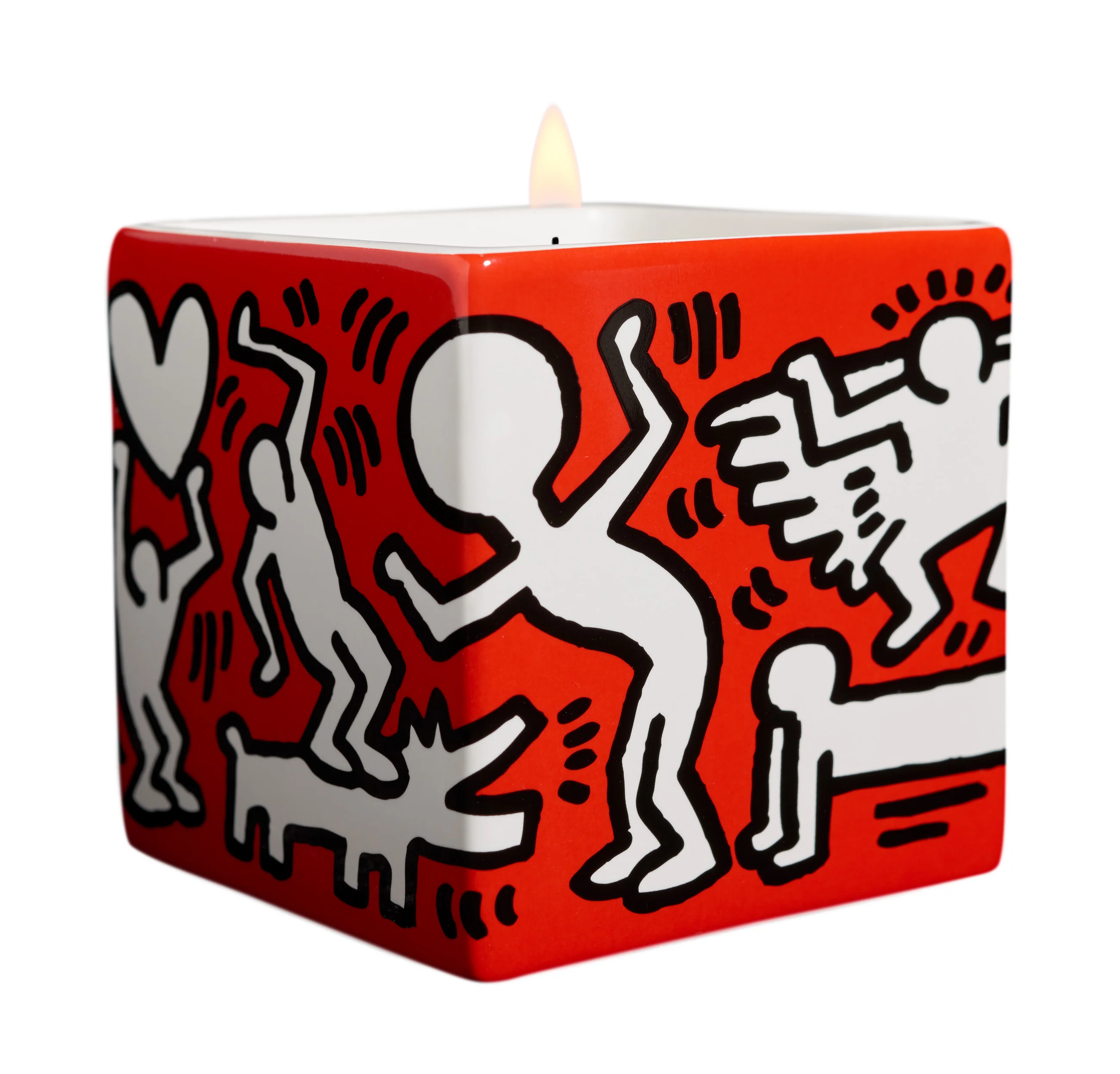 KEITH HARING "WHITE ON RED" SQUARE PERFUMED CANDLE - Image 4
