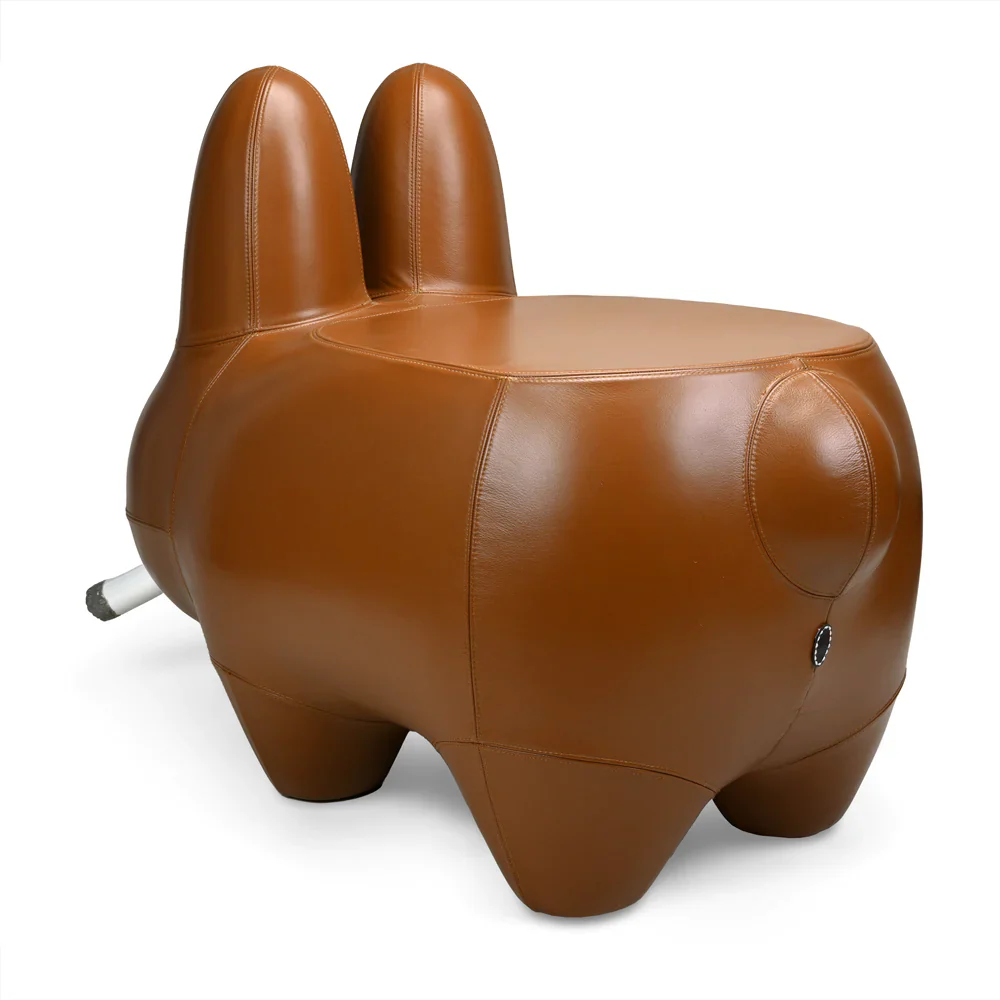 KIDROBOT ART GIANT LEATHER SMORKIN' LABBIT STOOL BY FRANK KOZIK - BROWN EDITION - Image 3