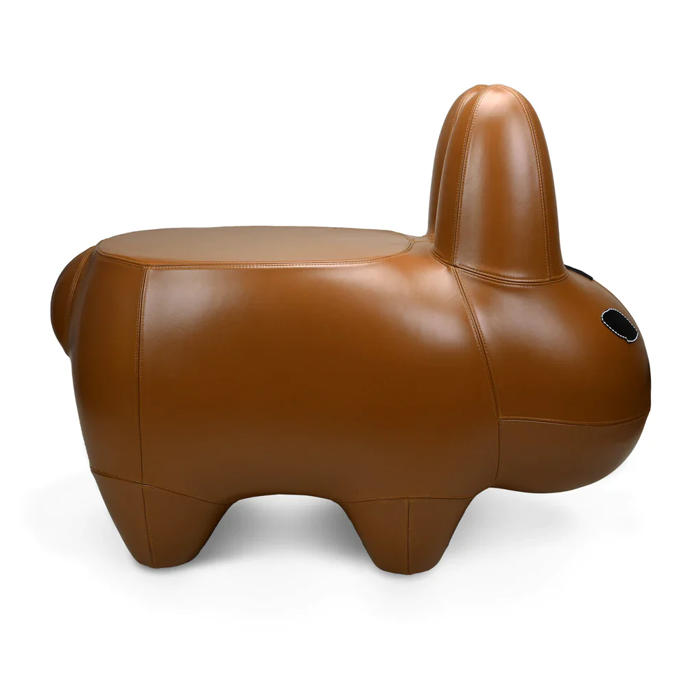 KIDROBOT ART GIANT LEATHER SMORKIN' LABBIT STOOL BY FRANK KOZIK - BROWN EDITION - Image 5