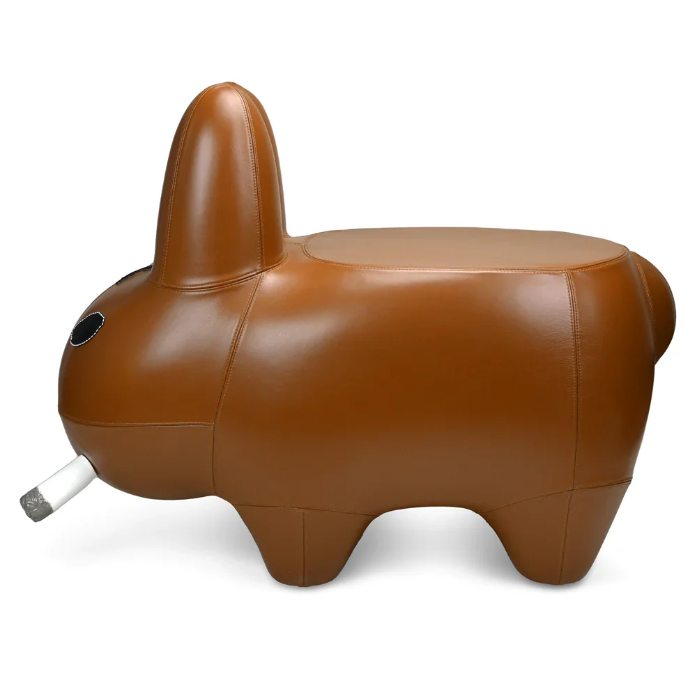 KIDROBOT ART GIANT LEATHER SMORKIN' LABBIT STOOL BY FRANK KOZIK - BROWN EDITION - Image 6