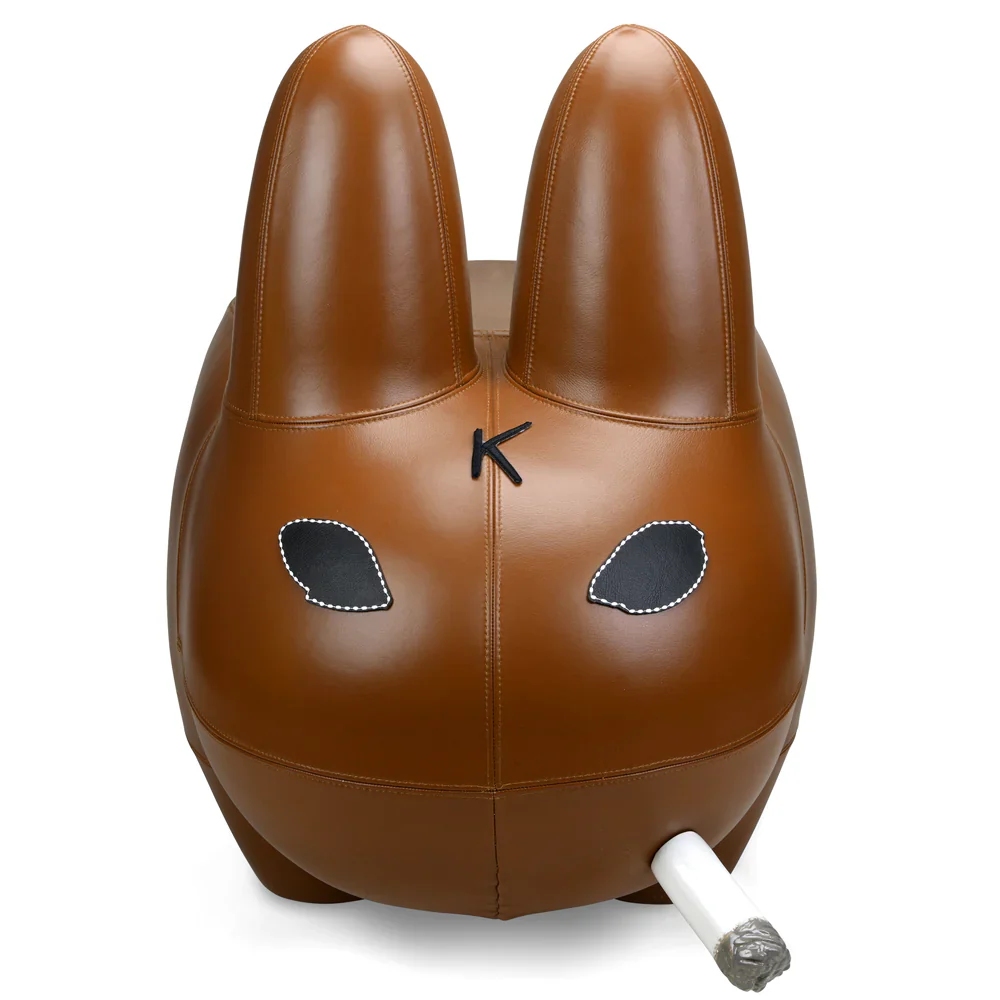 KIDROBOT ART GIANT LEATHER SMORKIN' LABBIT STOOL BY FRANK KOZIK - BROWN EDITION - Image 9