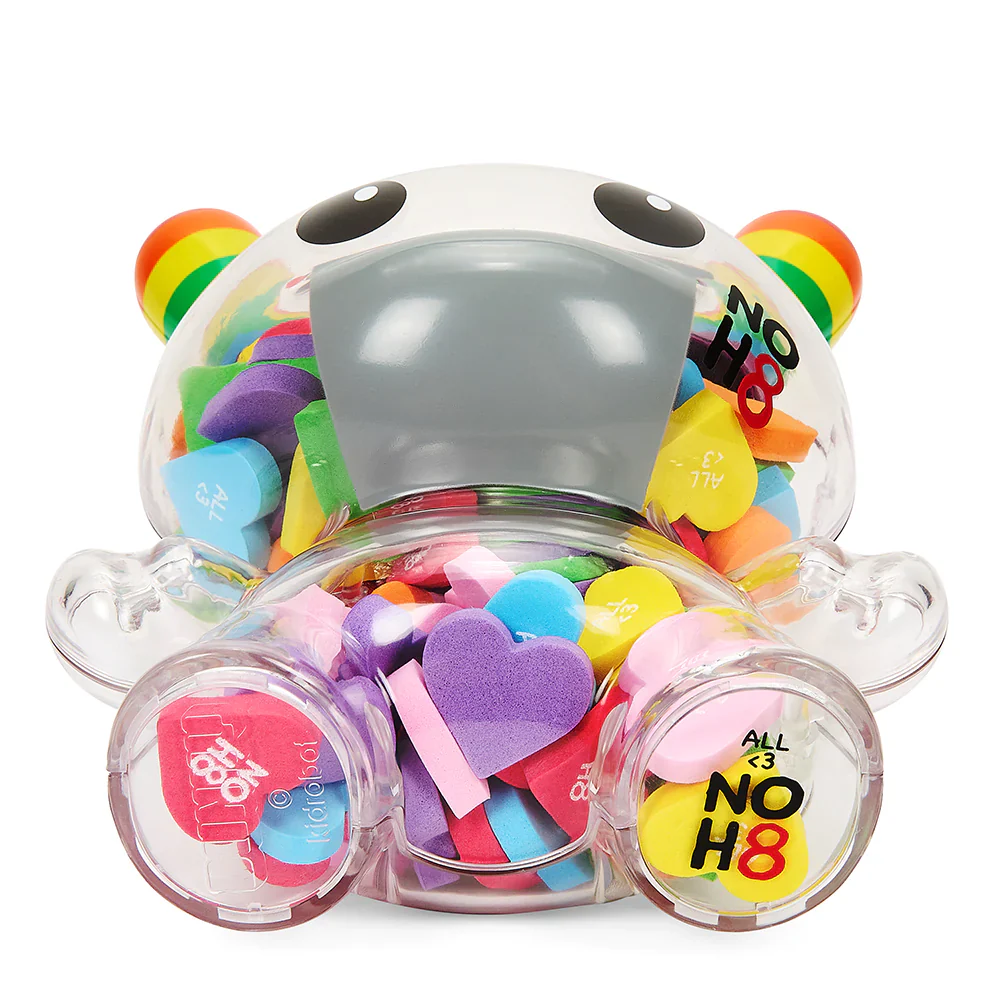 KIDROBOT X NOH8 "ALL <3 NOH8" 8” RAINBOW CLEAR SHELL DUNNY FILLED WITH HEARTS - Image 10