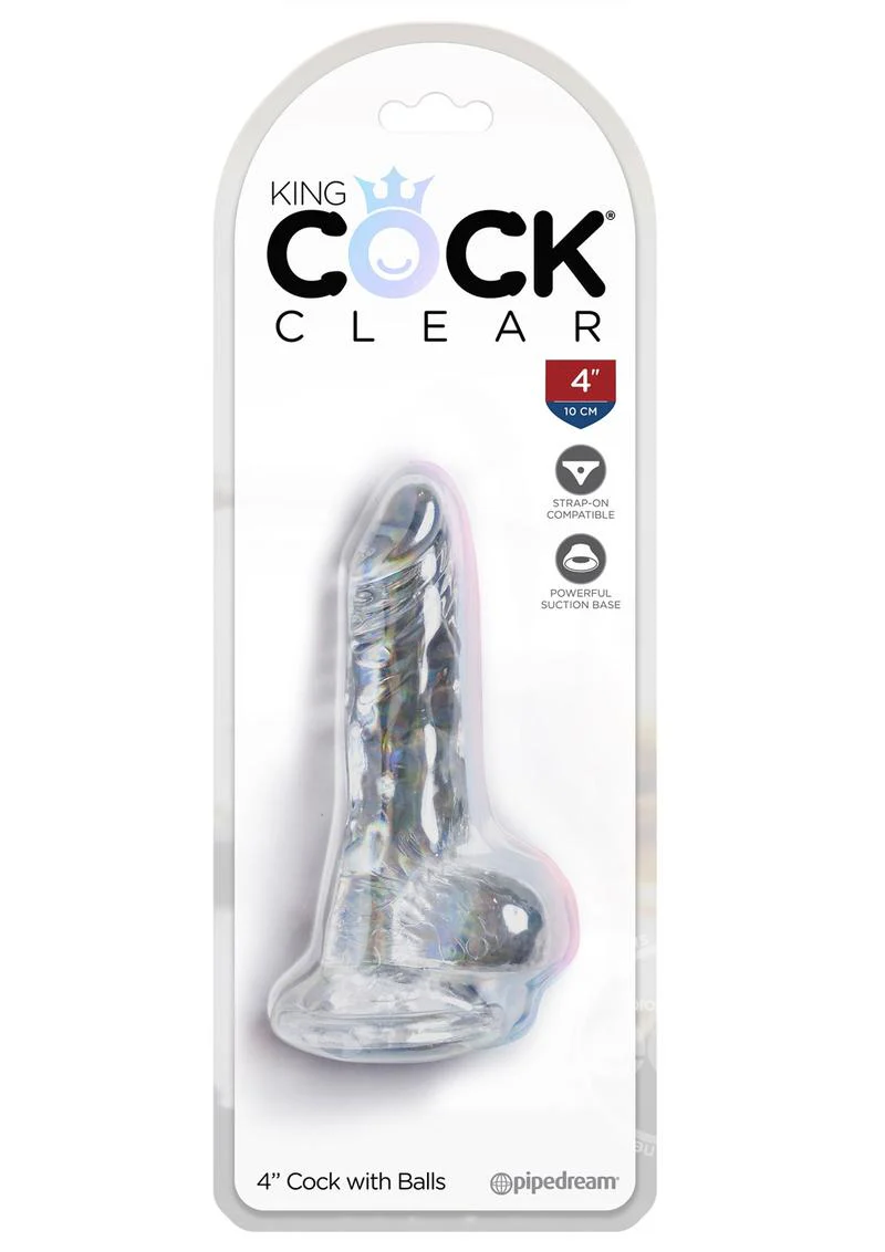 King Cock Clear 4 inch With Balls Dildo - Image 3