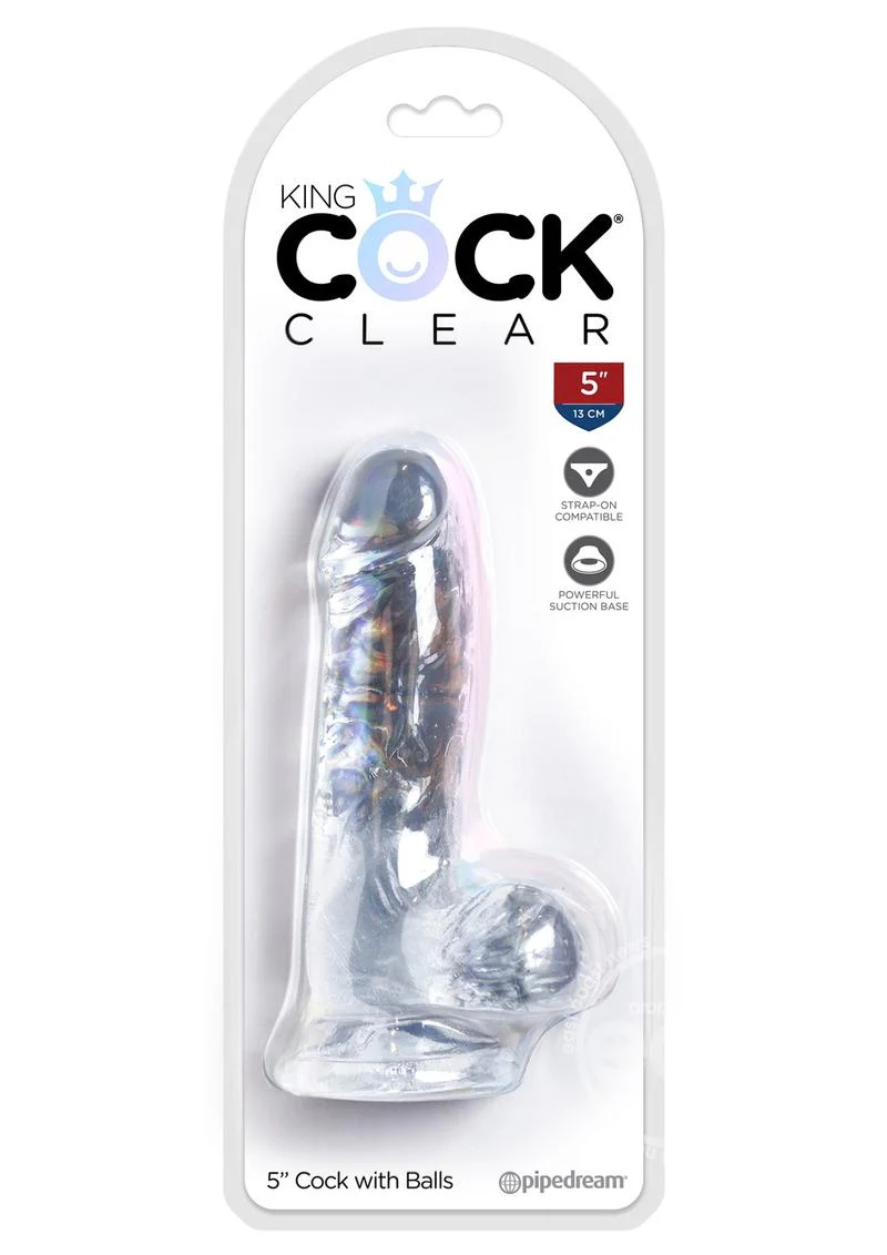 King Cock Clear 5 inch With Balls Dildo - Image 2