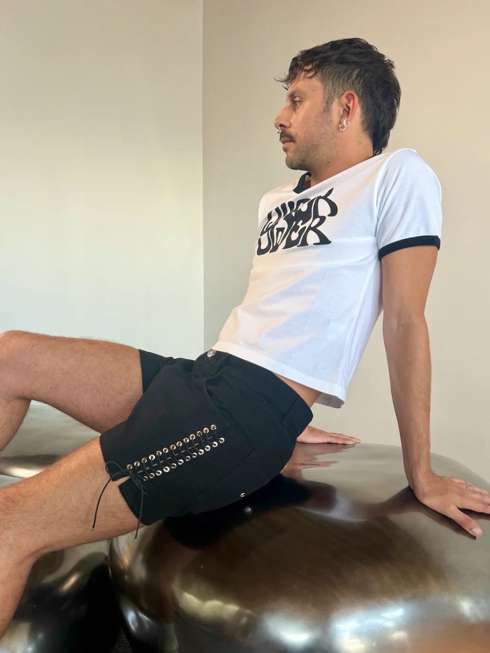 LACE UP JEAN SHORTS BY LUDOVIC DE SAINT SERNIN - Image 6