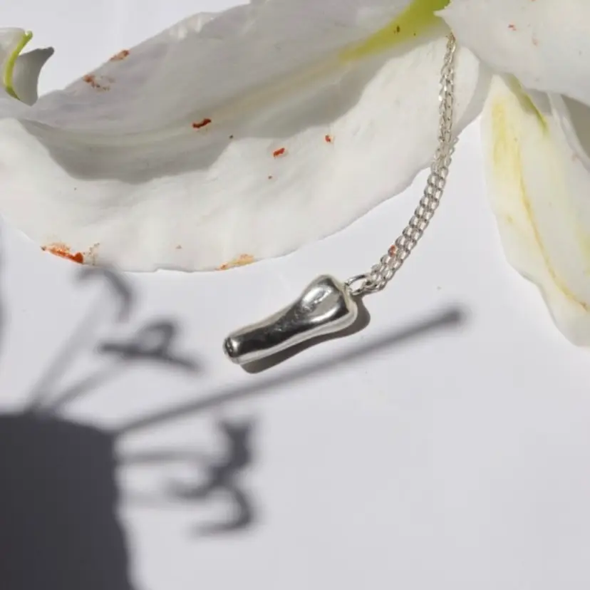 Large Uncut Penis Charm Necklace Silver by Gilty Boy