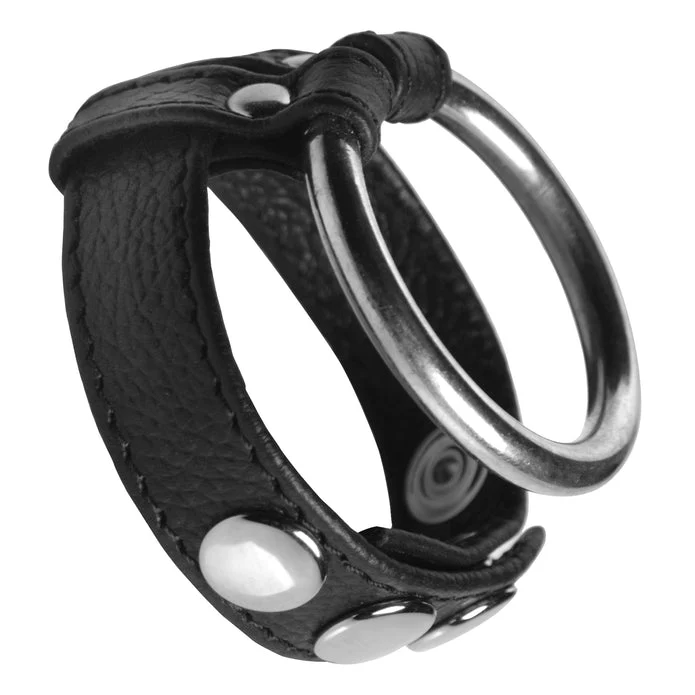 LEATHER AND STEEL COCK AND BALL RING BLACK BY STRICT LEATHER - Image 2