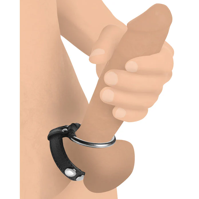 LEATHER AND STEEL COCK AND BALL RING BLACK BY STRICT LEATHER - Image 3
