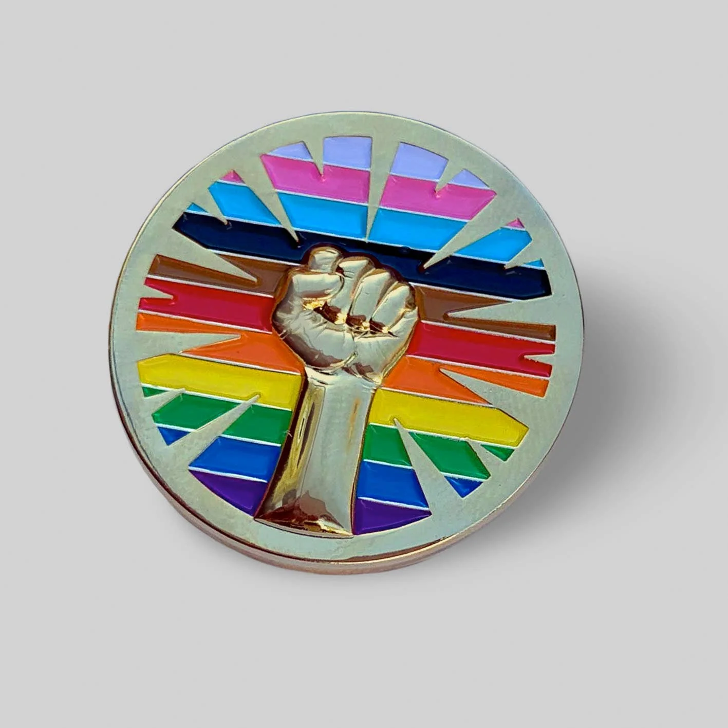 Lgbtqia+ Pride Resist Fist Pin by Gaypin' - Image 2