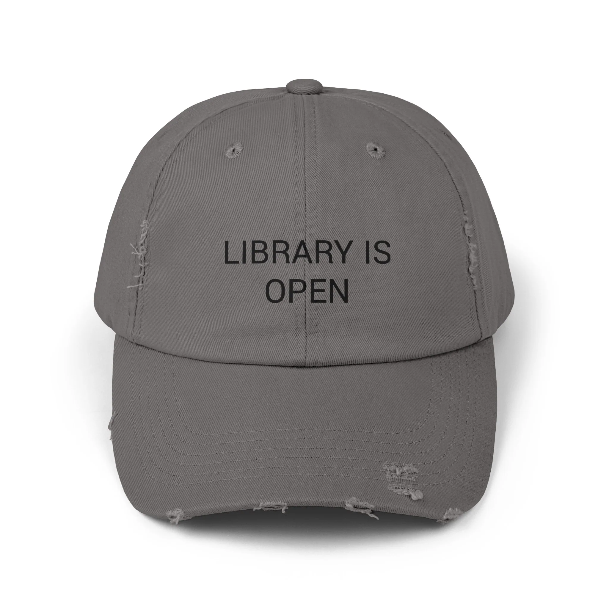 LIBRARY IS OPEN Distressed Cap in 6 colors - Image 3