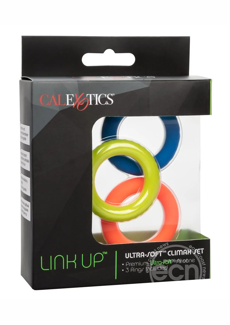 Link Up Ultra Soft Extreme Set Cock Ring - Yellow/Blue/Orange - Image 5