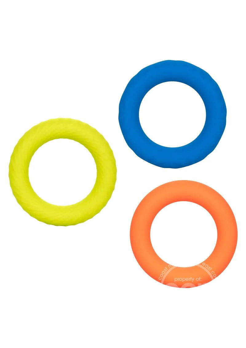Link Up Ultra Soft Extreme Set Cock Ring - Yellow/Blue/Orange - Image 6