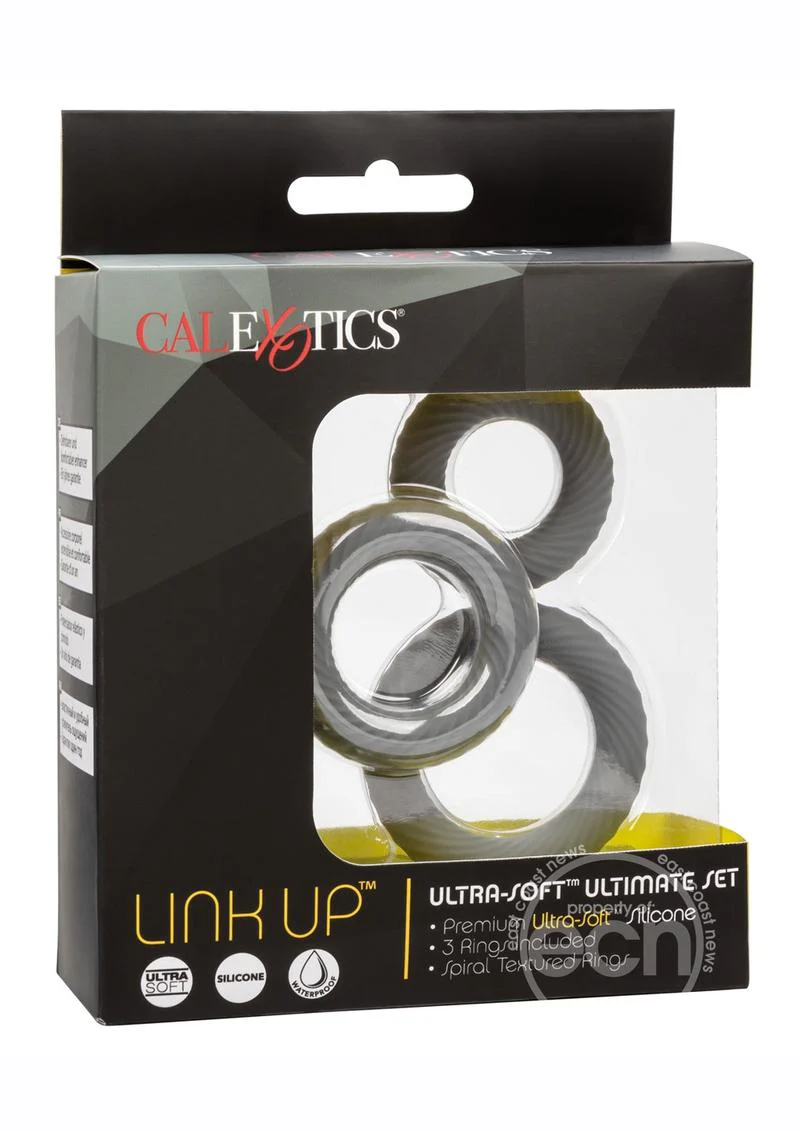 Link Up Ultra Soft Ultimate Set Silicone Cock Rings (Set of 3) - Gray - Image 2